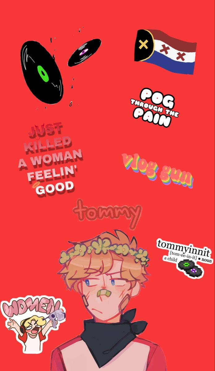 Tommyinnit, flower crown, black bandana, SD Phone Wallpaper