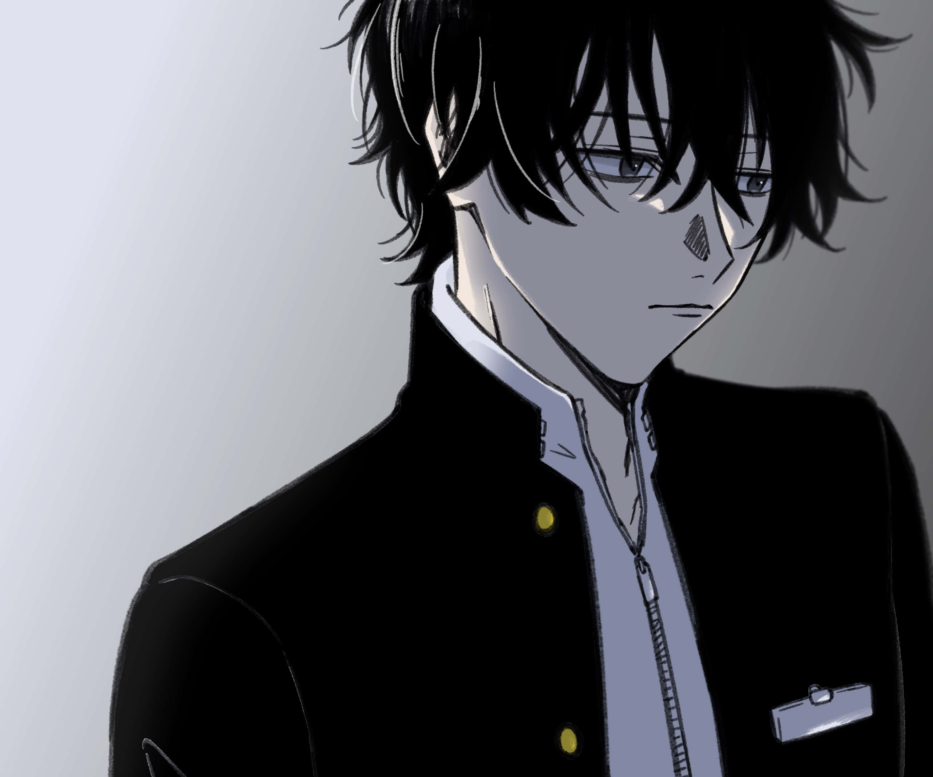 Tomodachi Game, anime character, messy black hair, 2K Desktop Wallpaper