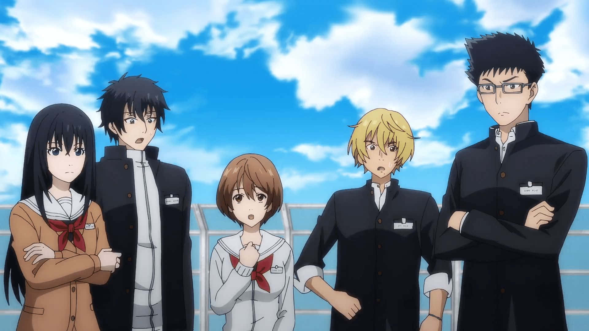 Tomodachi Game, anime students, school uniforms, Full HD Desktop Wallpaper
