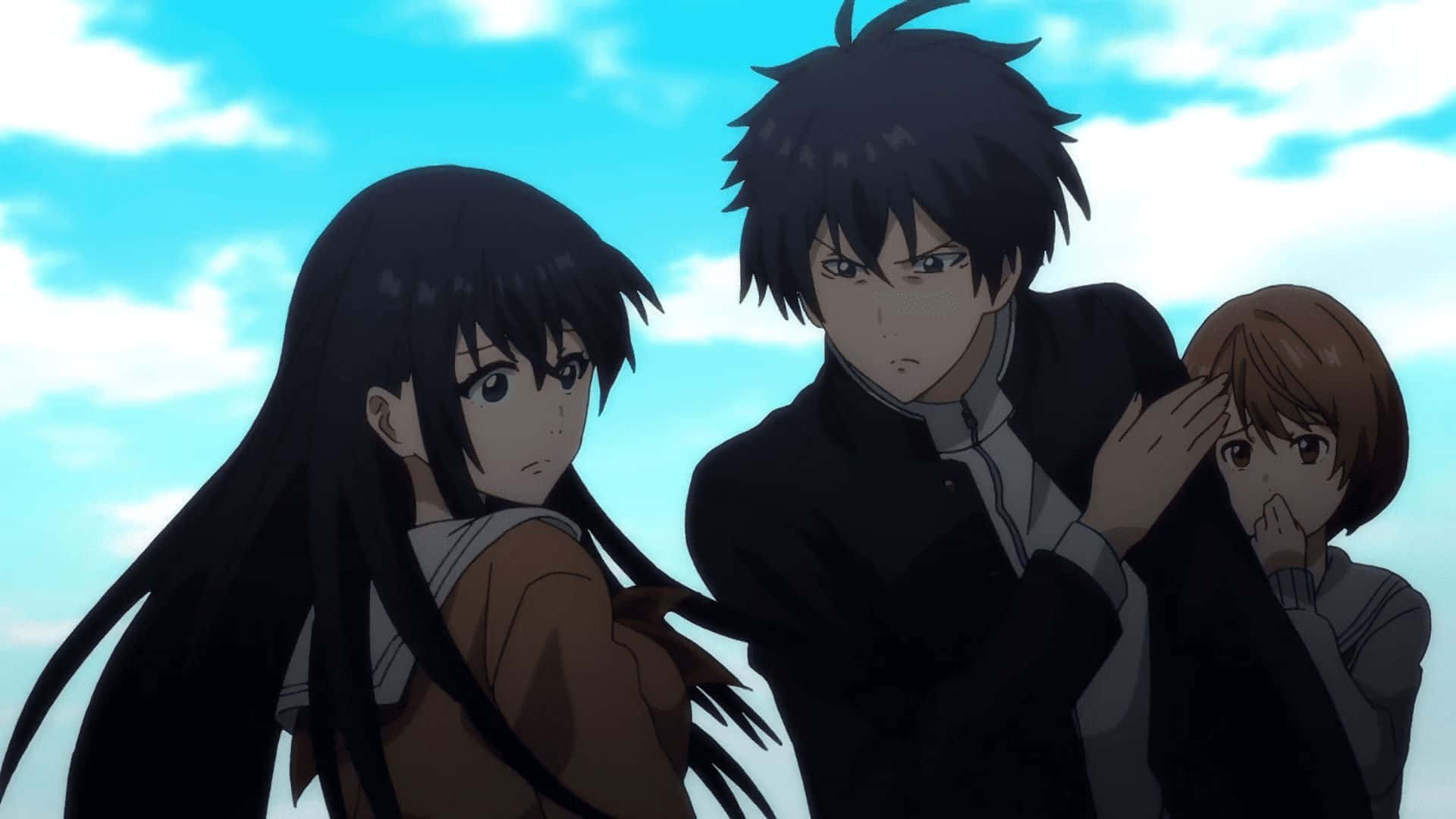 Tomodachi Game, anime characters, bright blue sky, Full HD Desktop Wallpaper