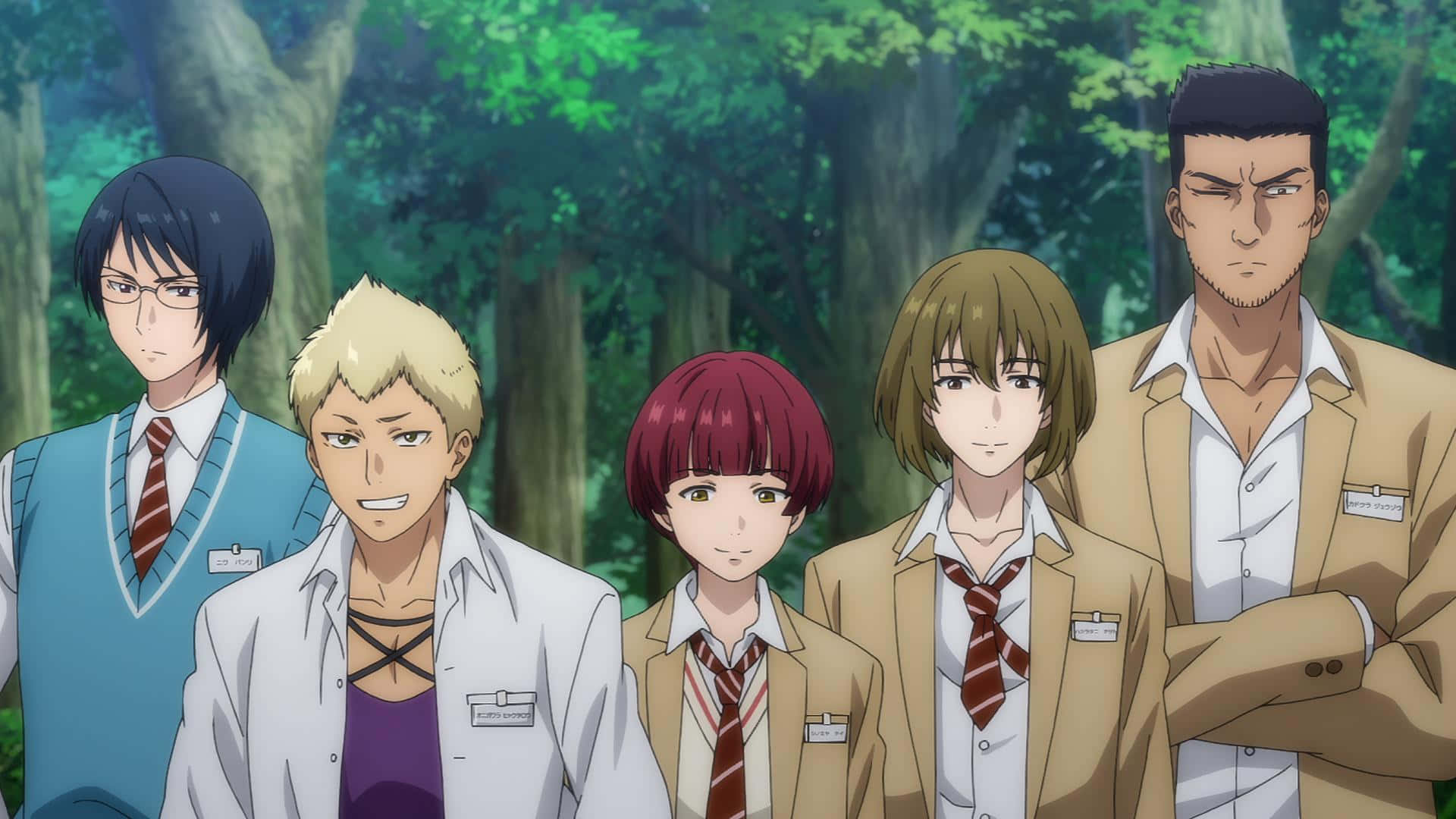 Tomodachi Game, anime students, school uniforms, Full HD Desktop Wallpaper