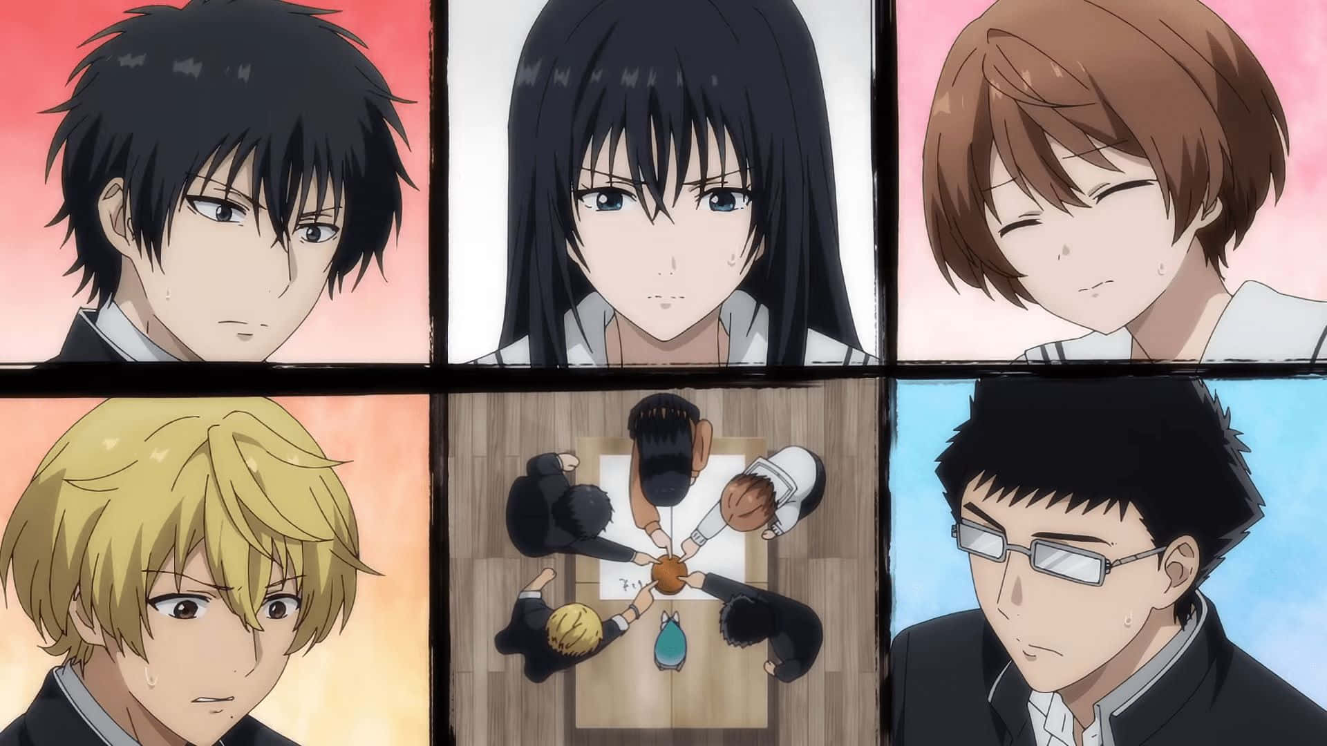 Tomodachi Game, anime characters, school uniforms, Full HD Desktop Wallpaper