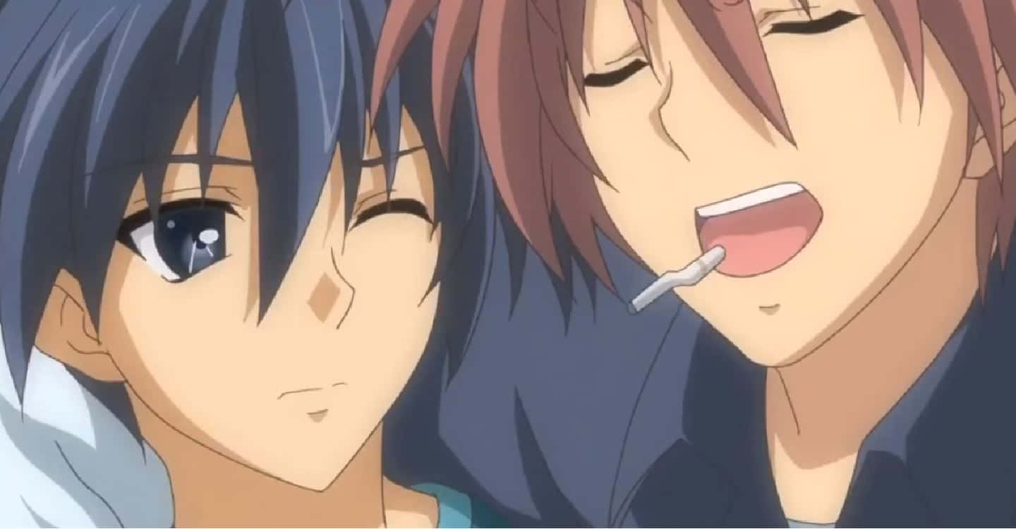 Tomoya Okazaki, anime boys, wink, HD Desktop Wallpaper