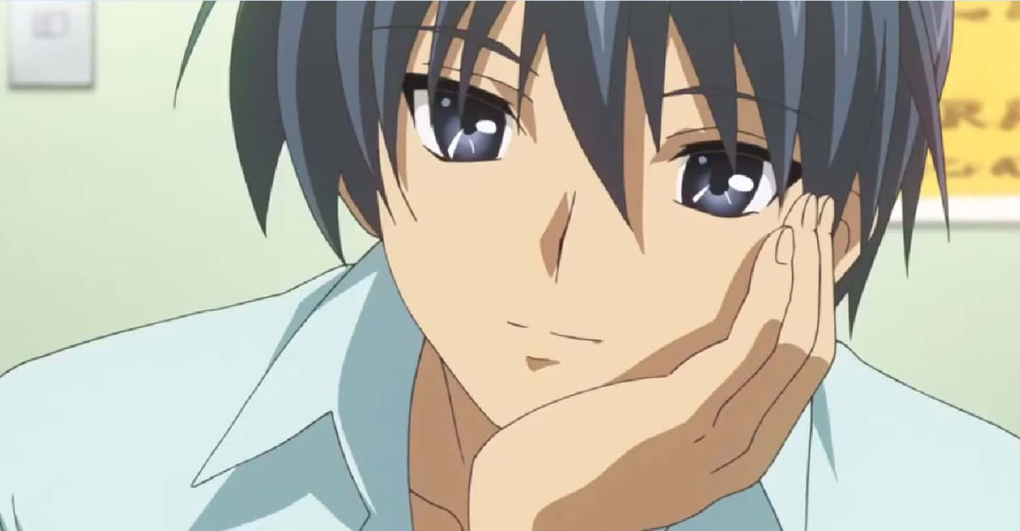 Tomoya Okazaki, dark hair, blue eyes, HD Desktop Wallpaper