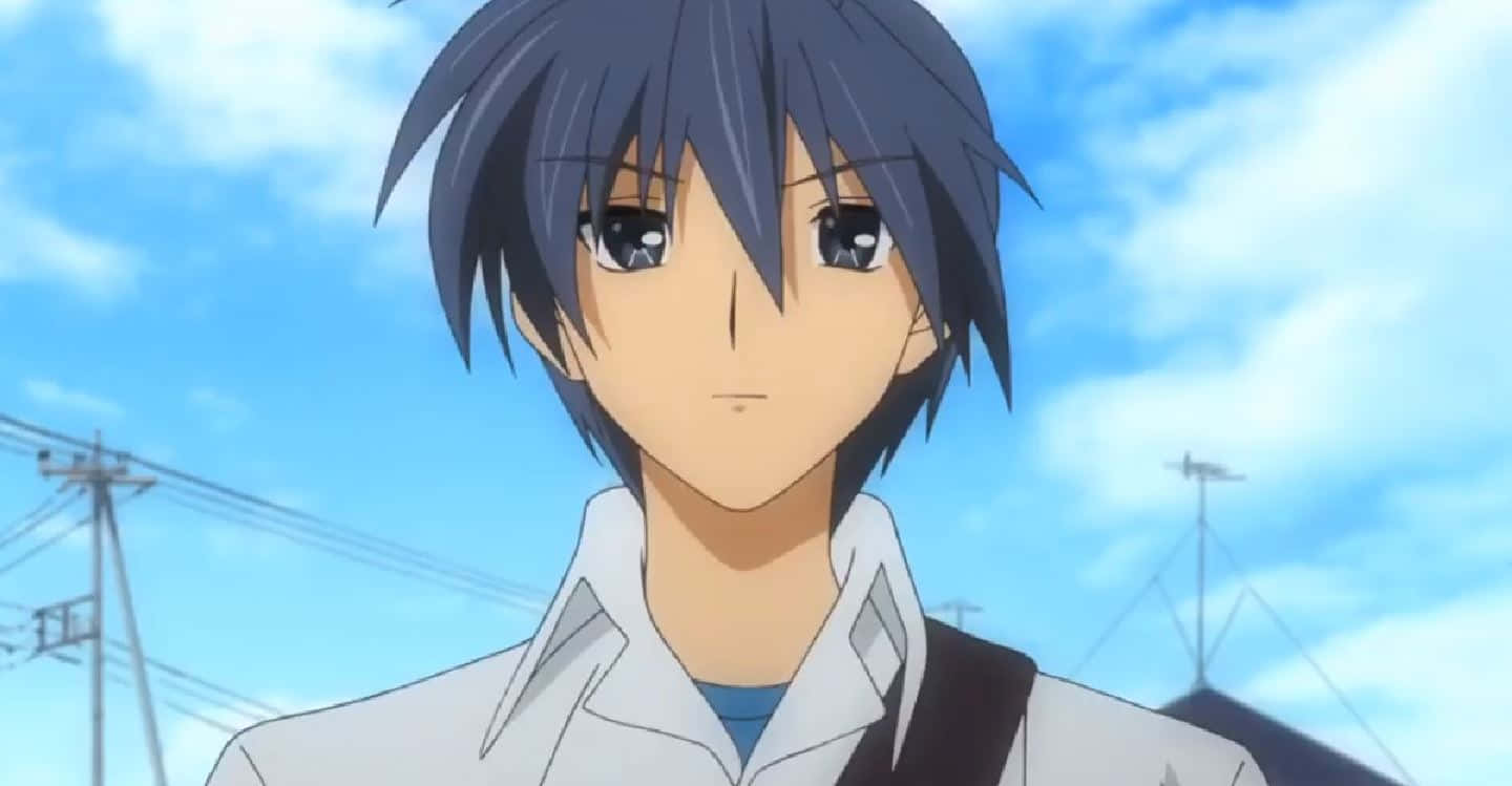 Tomoya Okazaki, dark hair, white shirt, HD Desktop Wallpaper