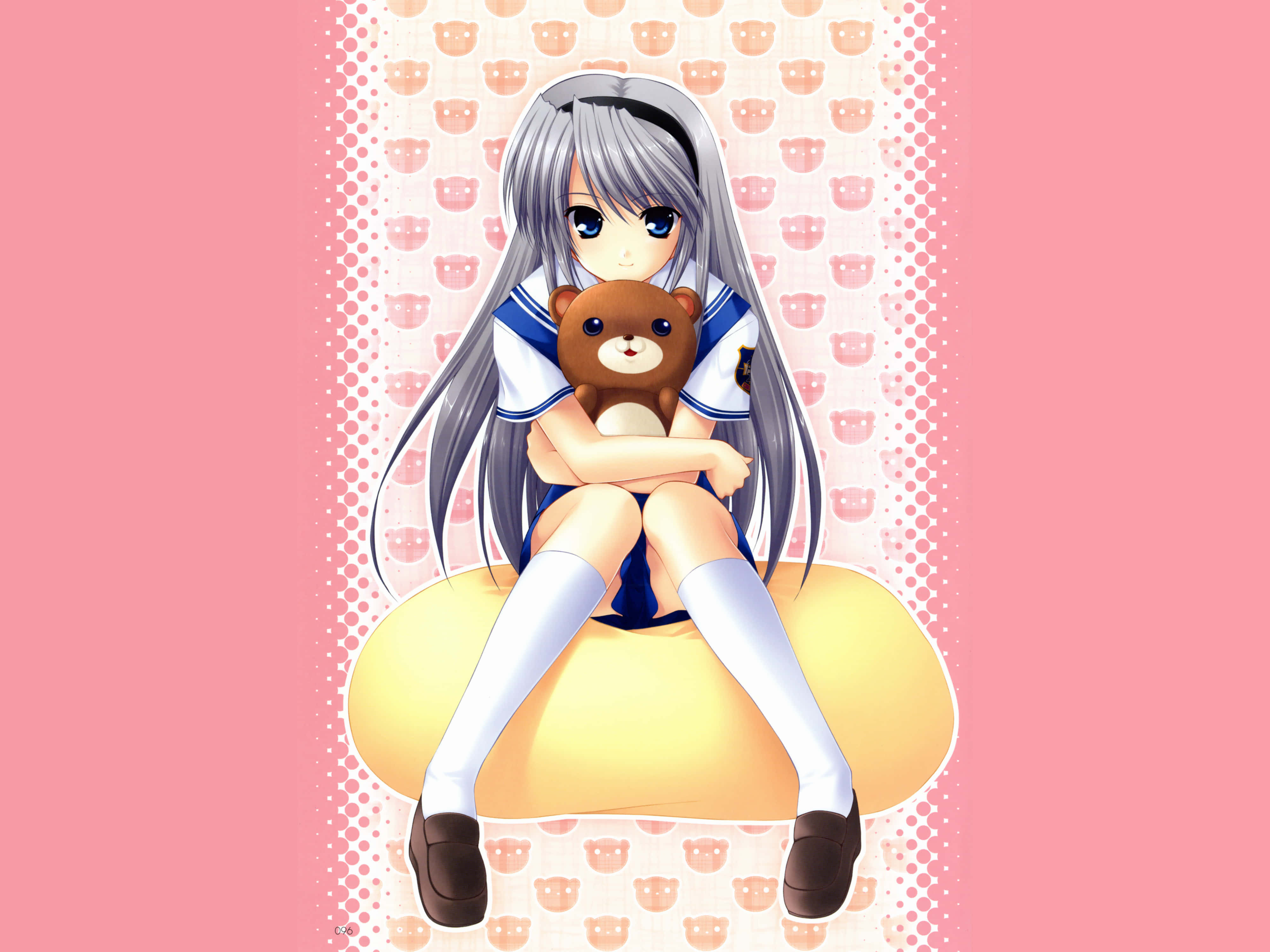 Tomoyo Sakagami, silver-haired, sailor uniform, 4K Desktop Wallpaper