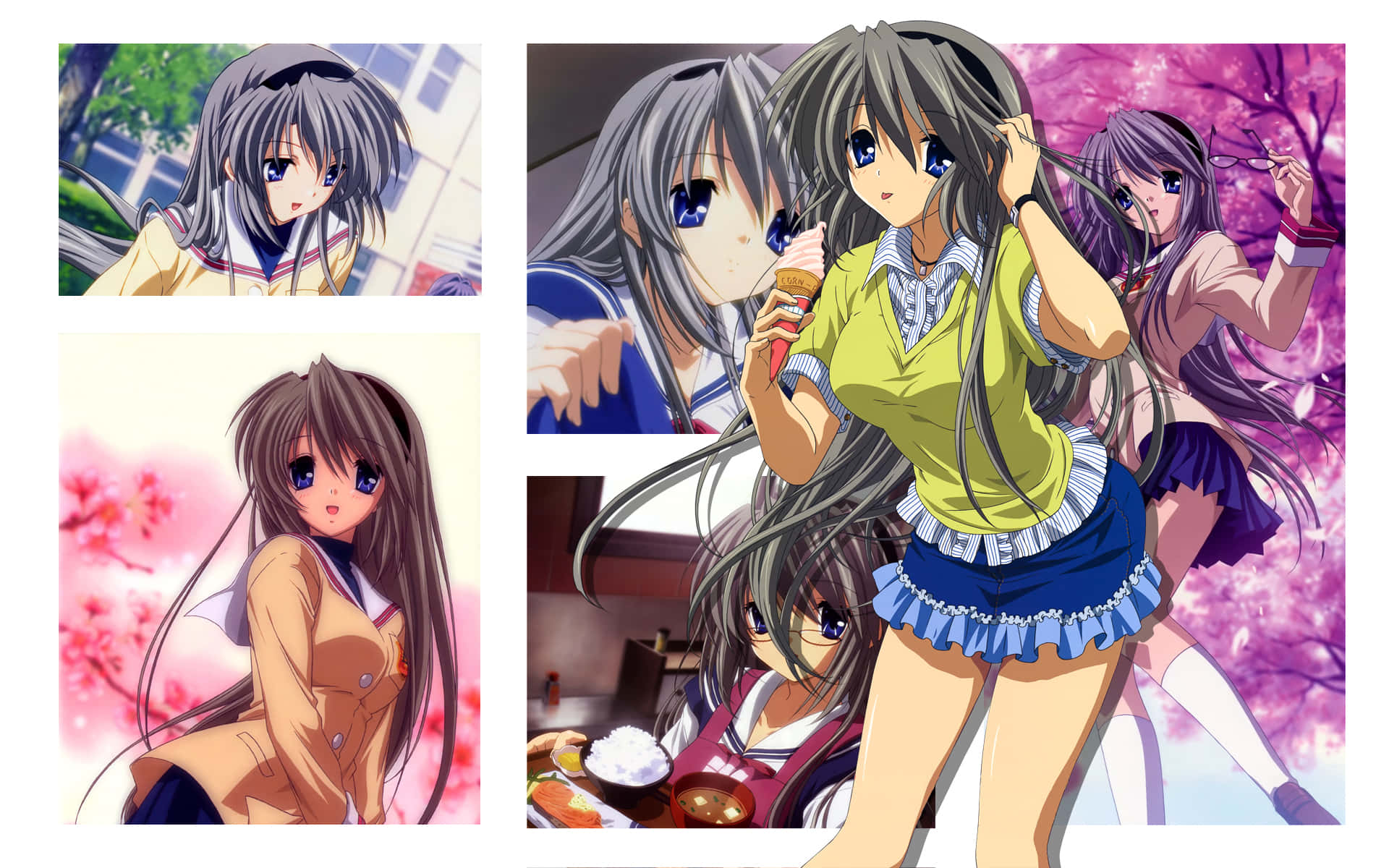 Tomoyo Sakagami, gazing into the distance, outdoor scenery, Full HD Desktop Wallpaper