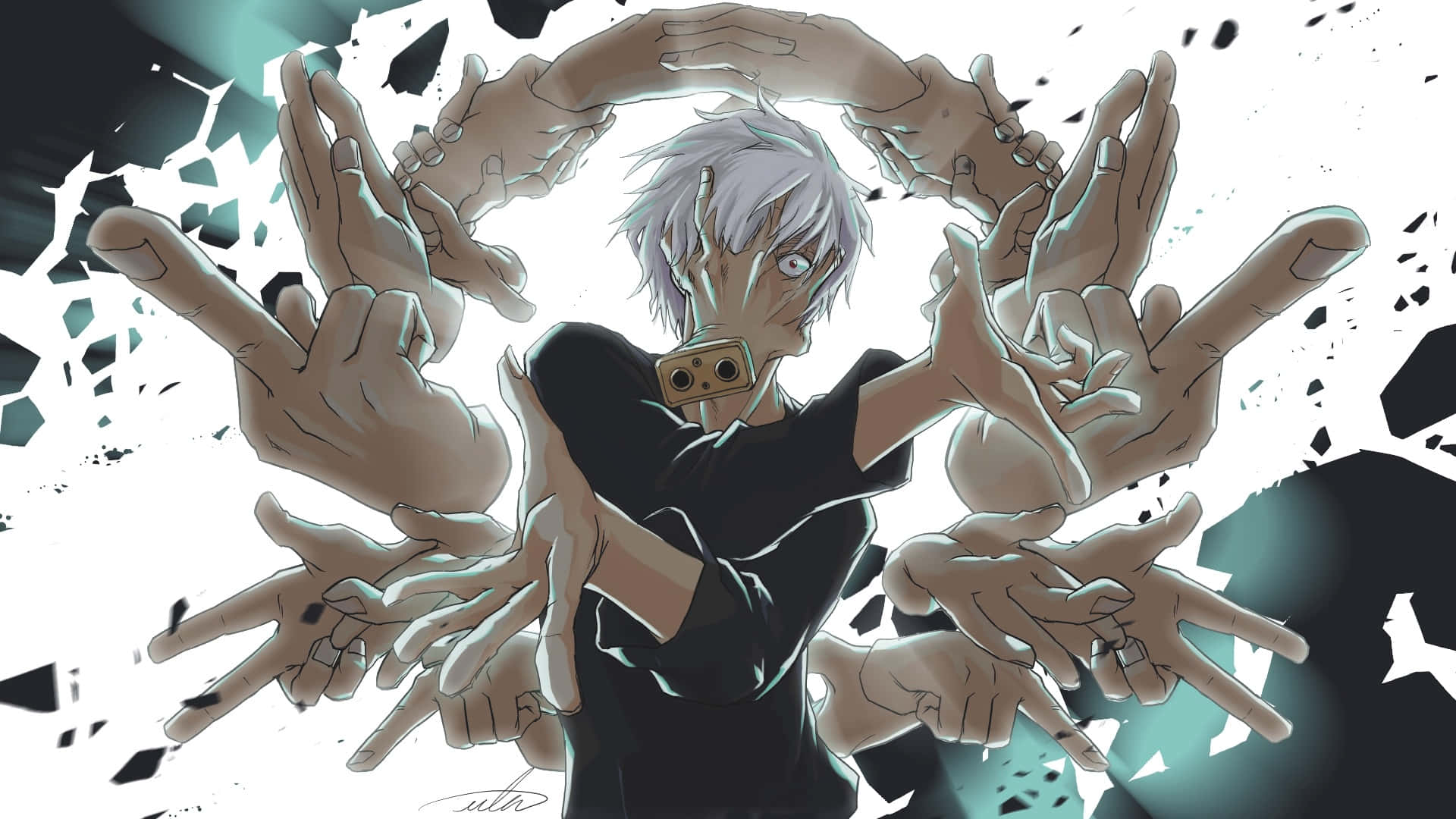Tomura Shigaraki, white-haired, black shirt, Full HD Desktop Wallpaper