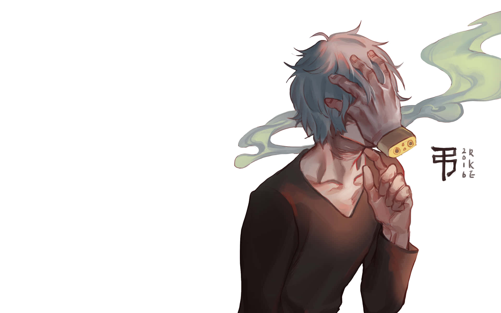Tomura Shigaraki, blue-haired, dark shirt, Full HD Desktop Wallpaper