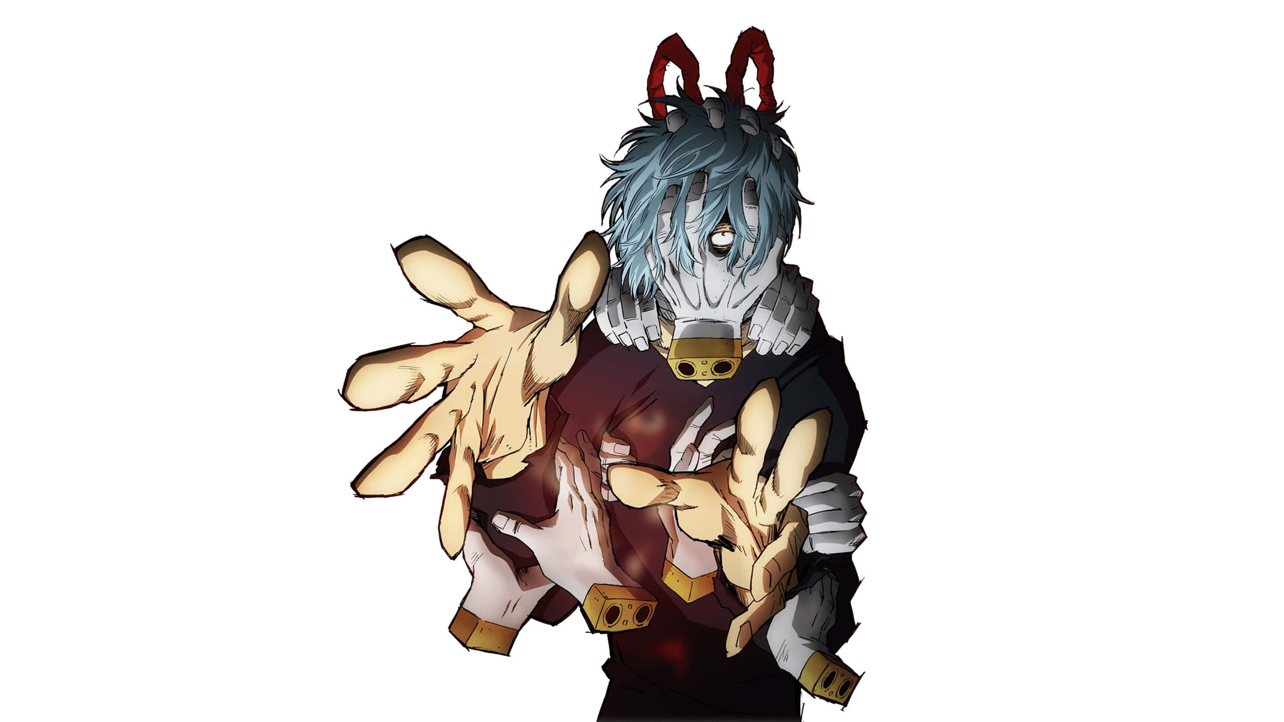 Tomura Shigaraki, blue hair, red horns, 2K Desktop Wallpaper