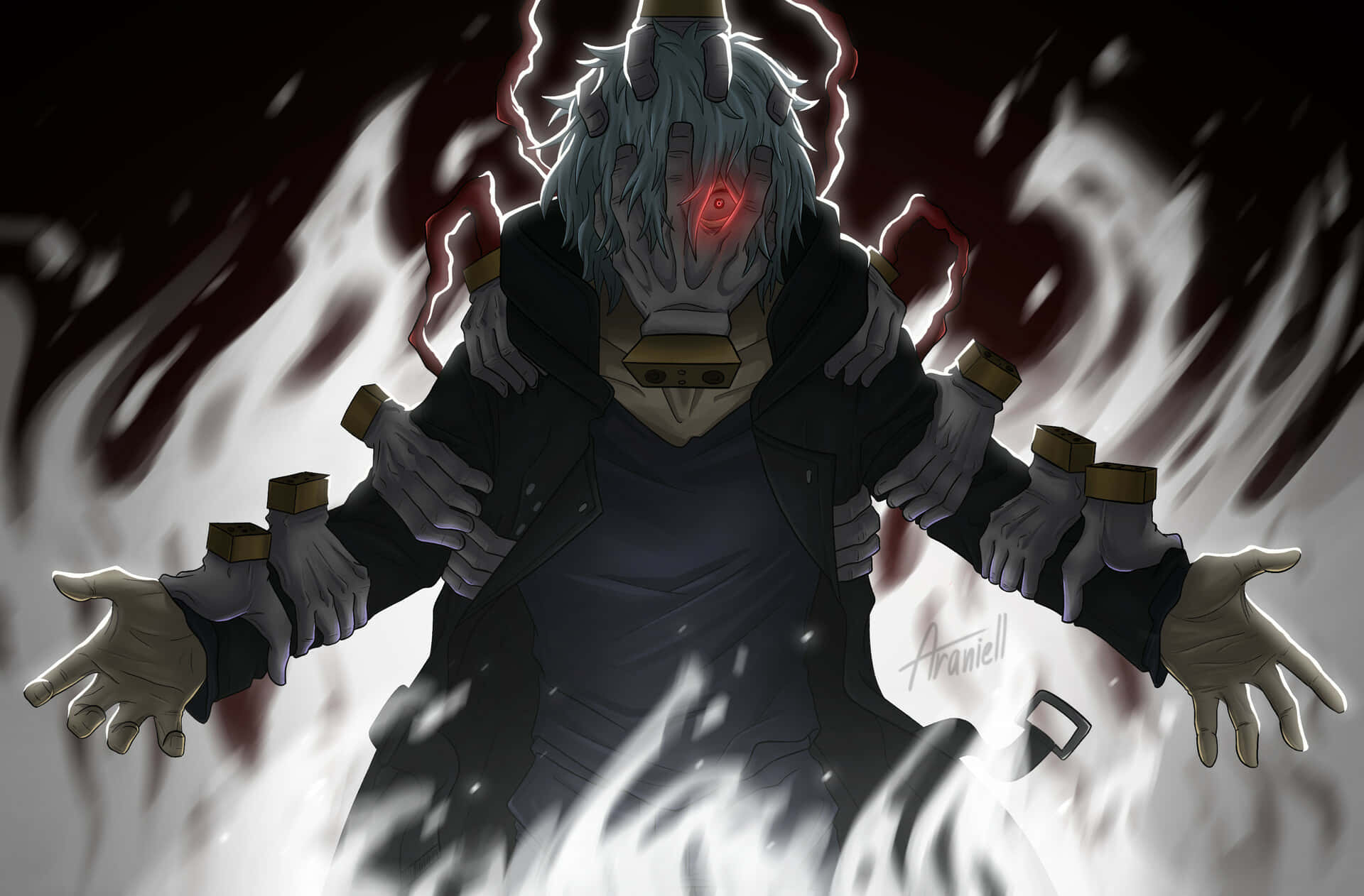 Tomura Shigaraki, glowing red eye, multiple arms, Full HD Desktop Wallpaper