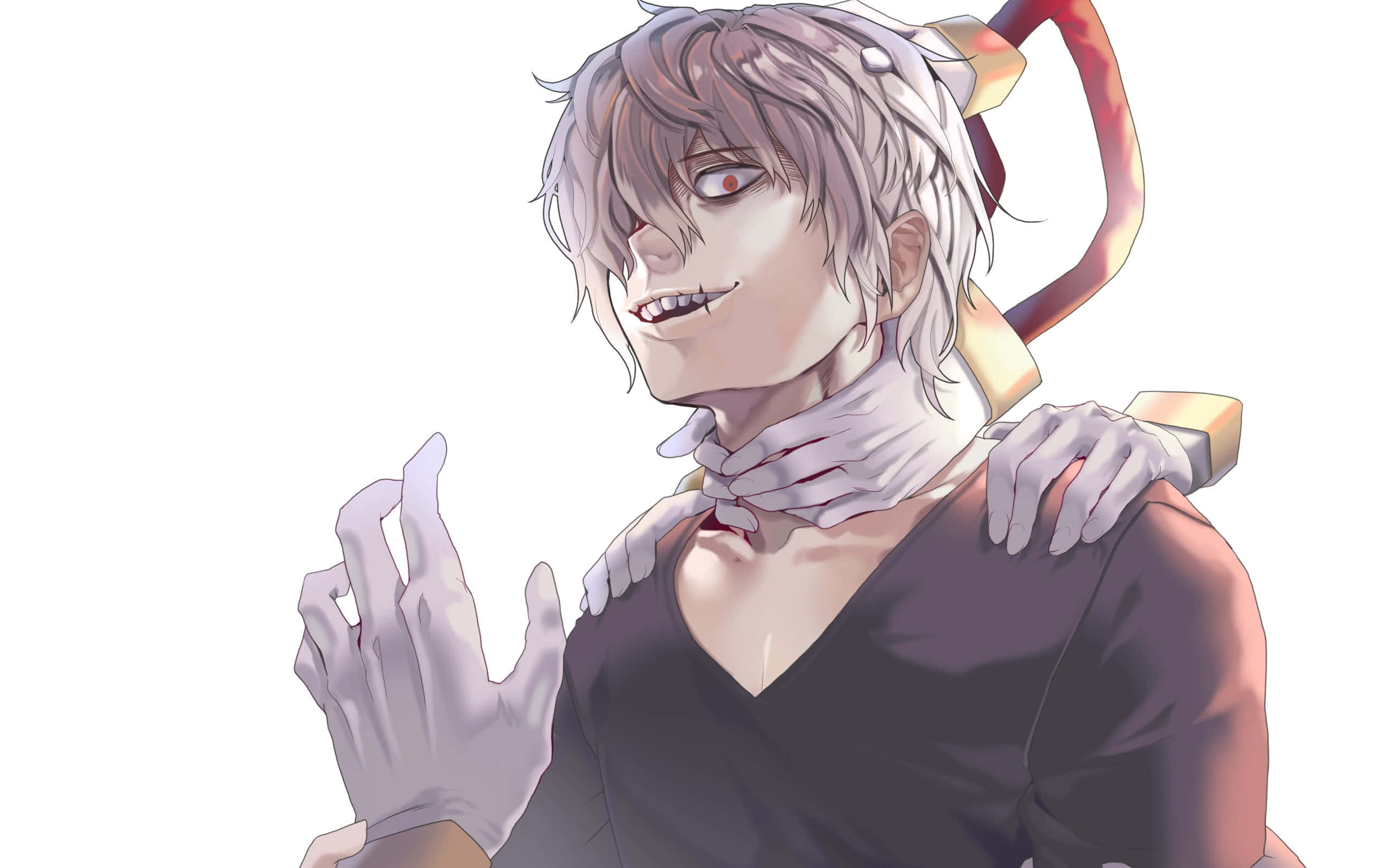 Tomura Shigaraki, silver hair, red eyes, 2K Desktop Wallpaper