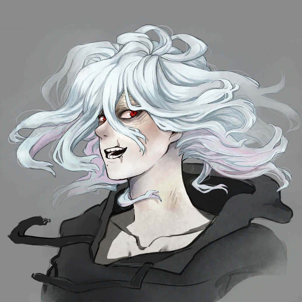 Tomura Shigaraki, wild white hair, glowing red eyes, SD Desktop Wallpaper