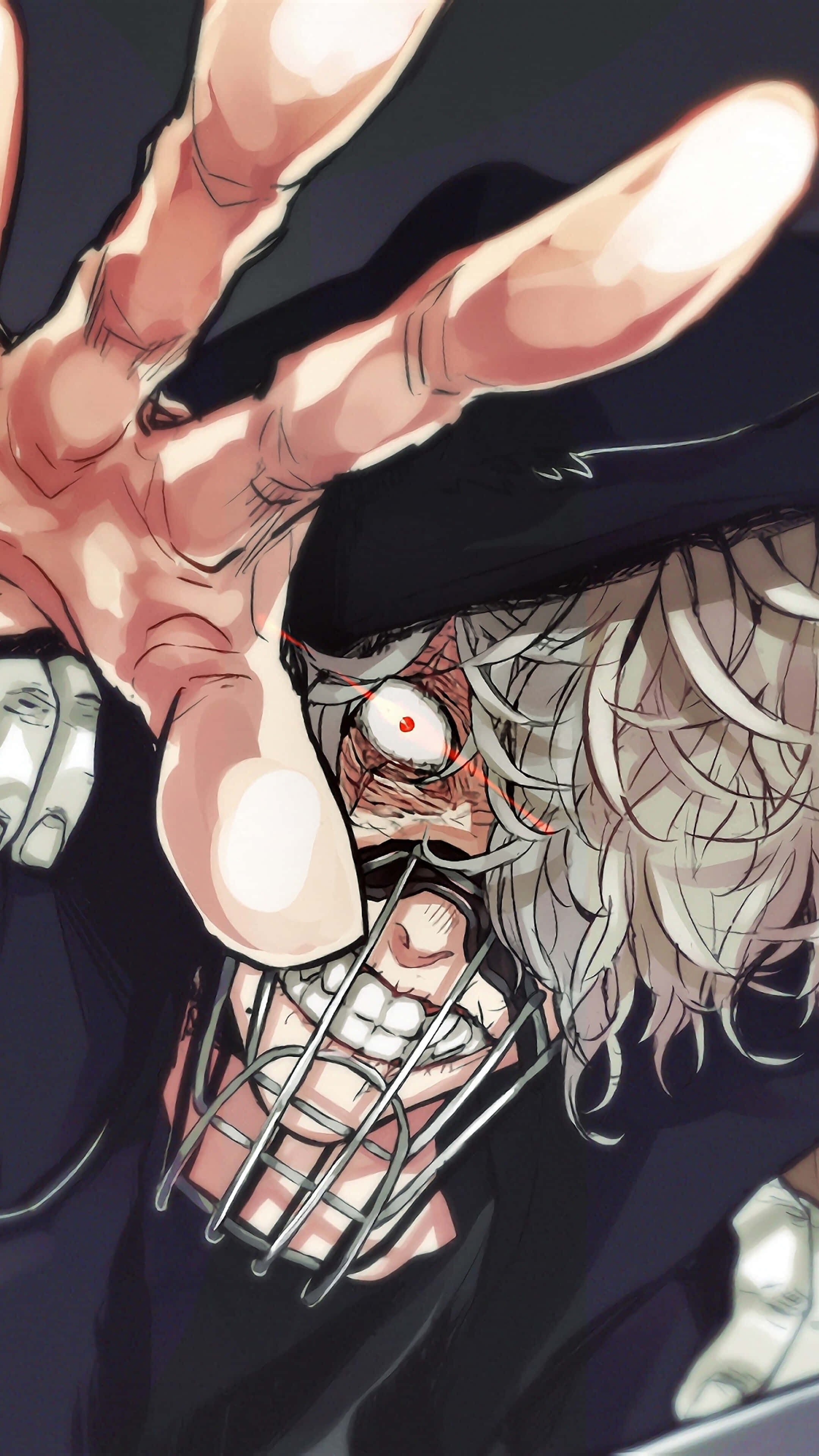 Tomura Shigaraki, white hair, metal cage mask, 4K Phone Wallpaper