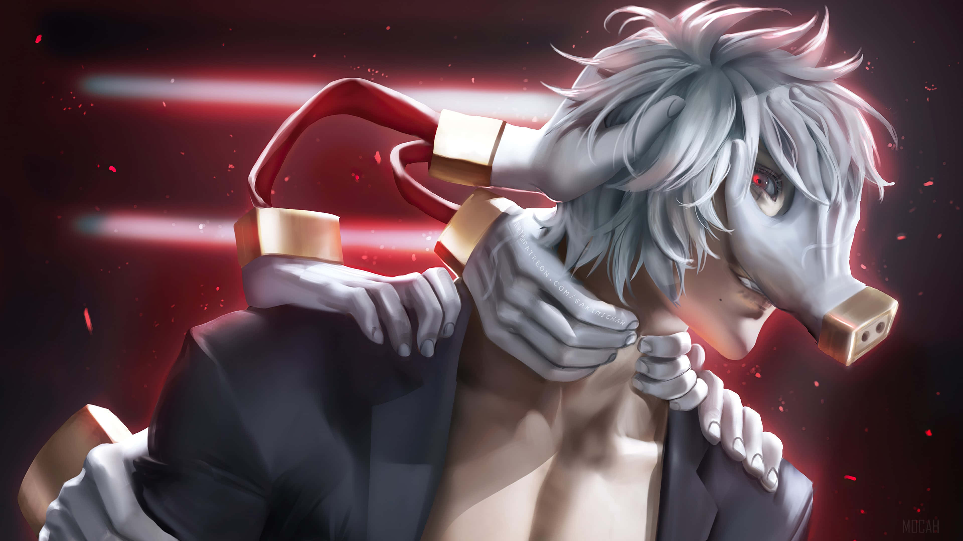 Tomura Shigaraki, silver-haired, red eyes, 4K Desktop Wallpaper