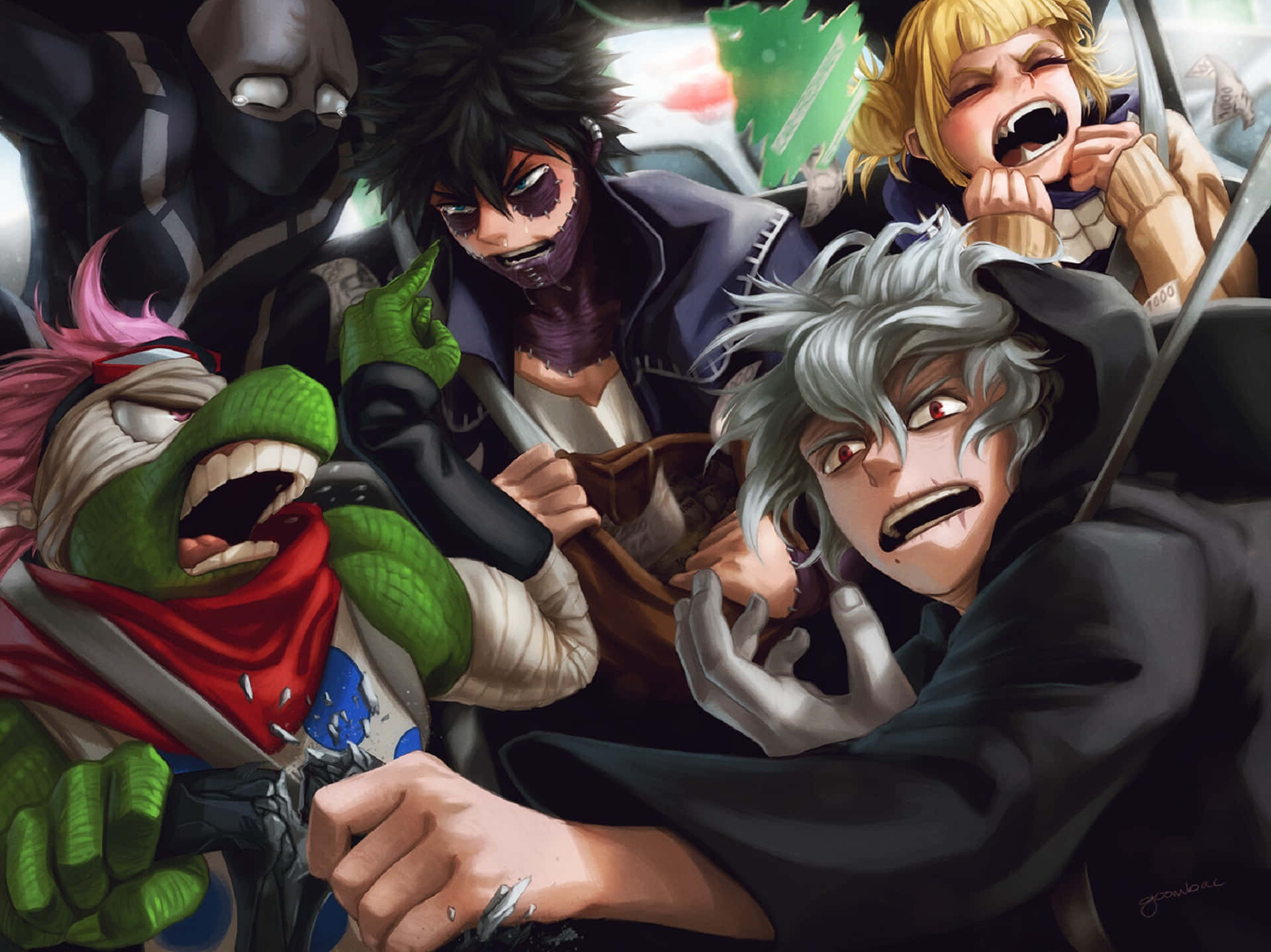 Tomura Shigaraki, anime characters, chaotic battle scene, Full HD Desktop Wallpaper