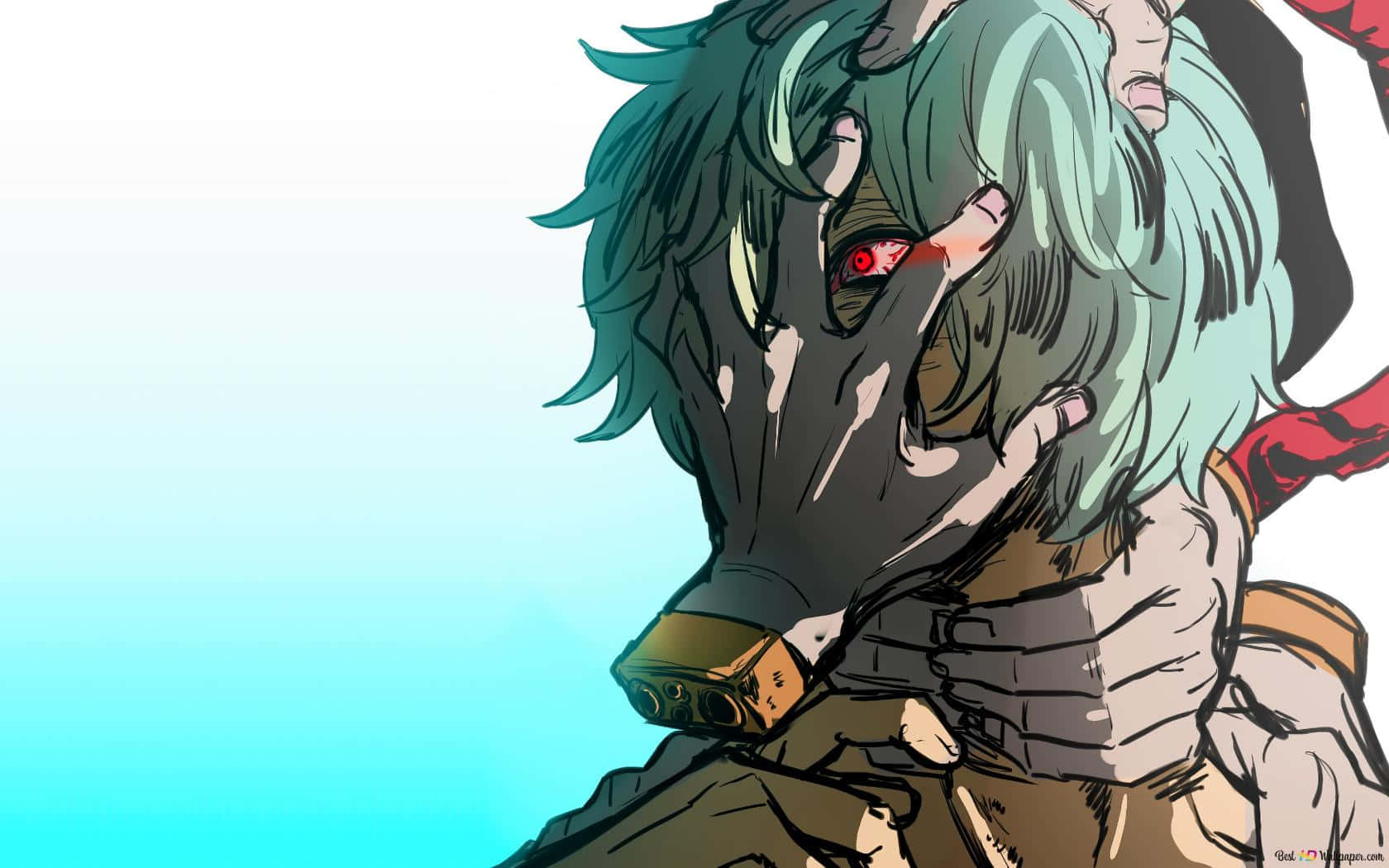 Tomura Shigaraki, teal hair, red eye, HD Desktop Wallpaper