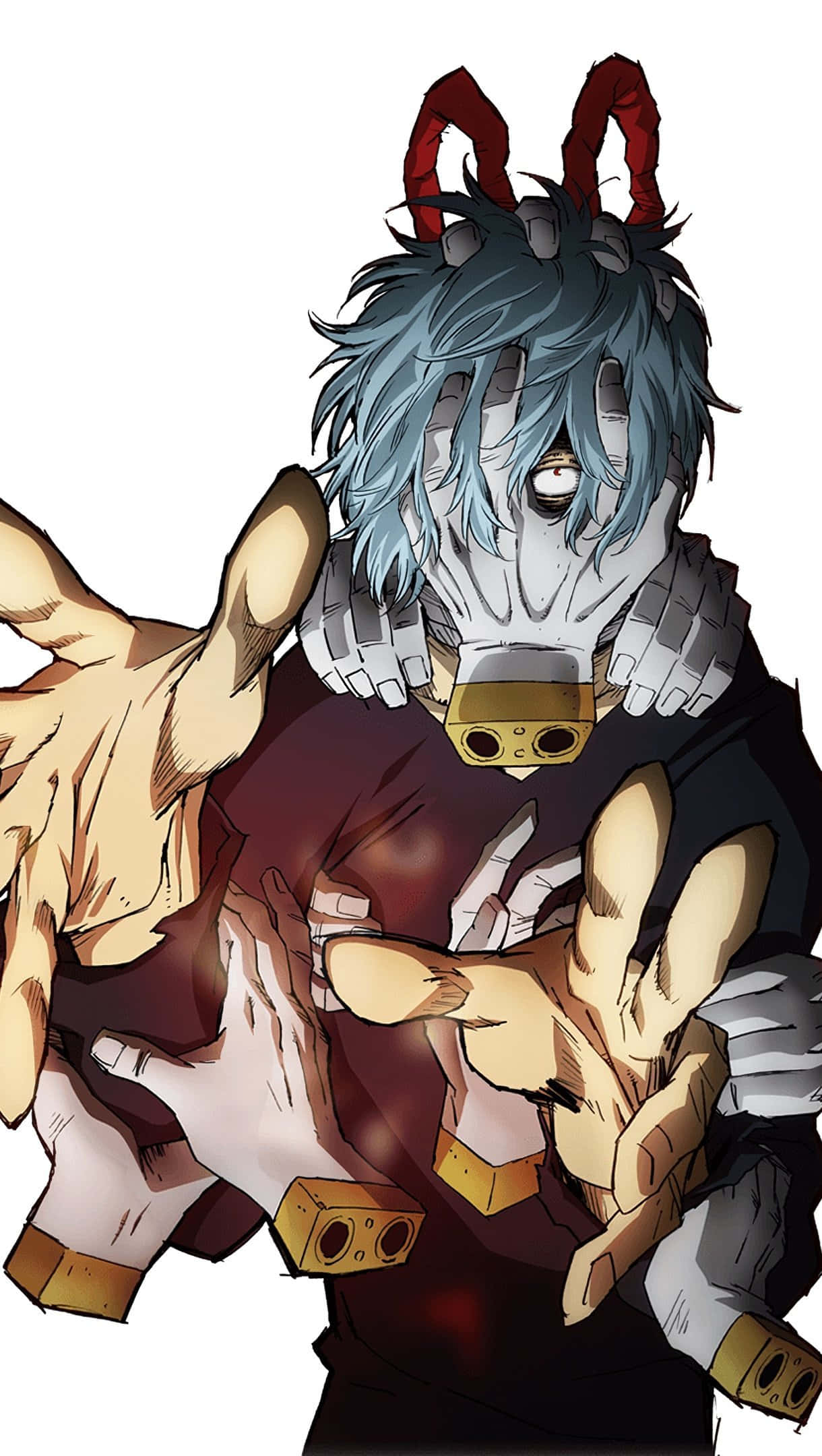 Tomura Shigaraki, blue hair, red horns, Full HD Phone Wallpaper