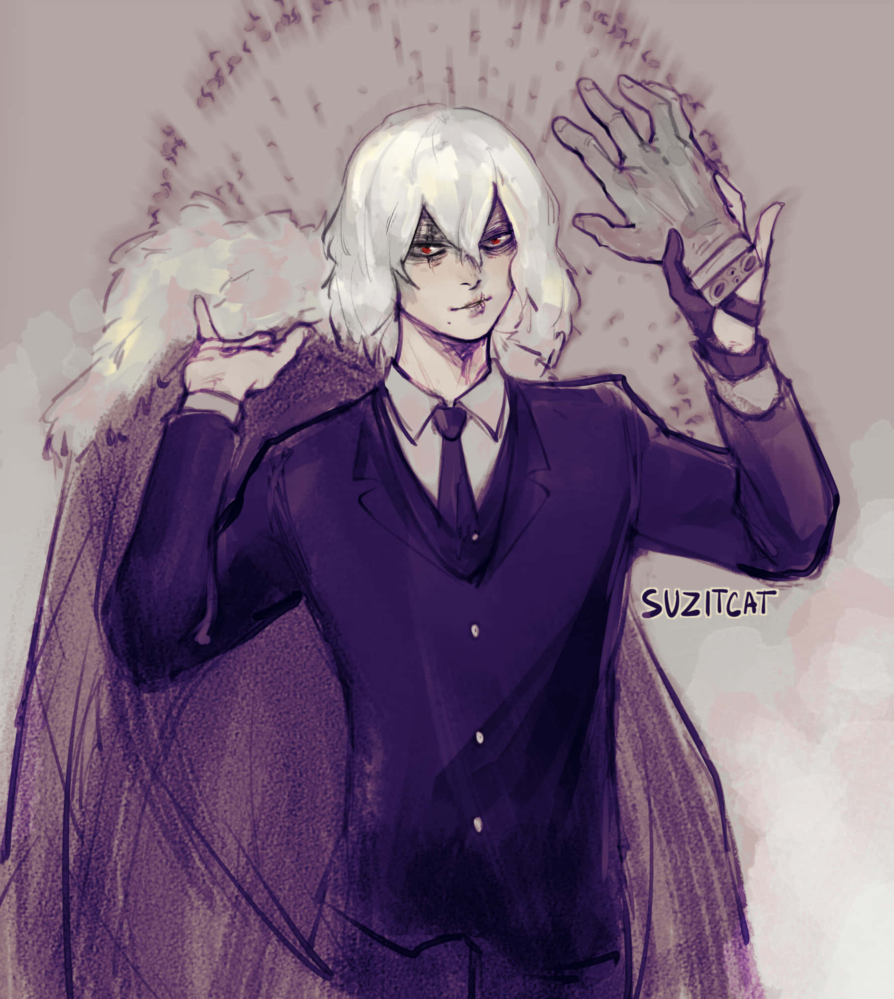 Tomura Shigaraki, white hair, red eyes, Full HD Phone Wallpaper