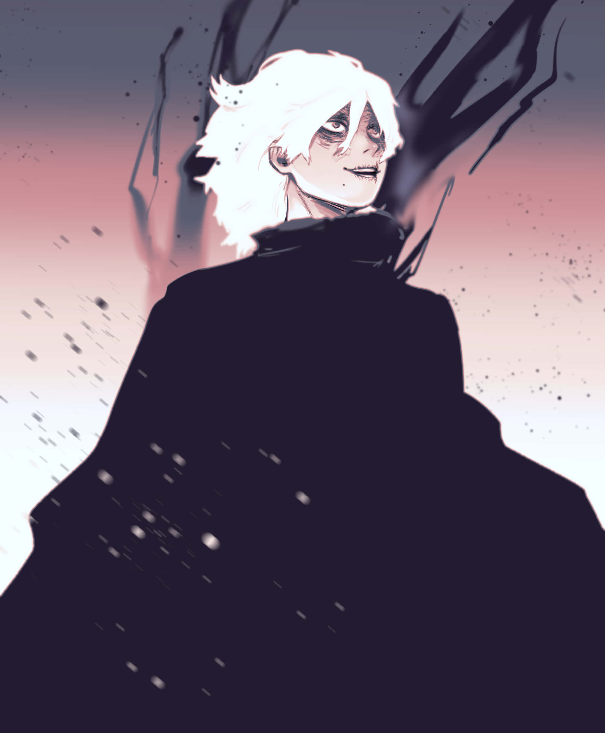 Tomura Shigaraki, white-haired anime character, dark cloak, Full HD Phone Wallpaper