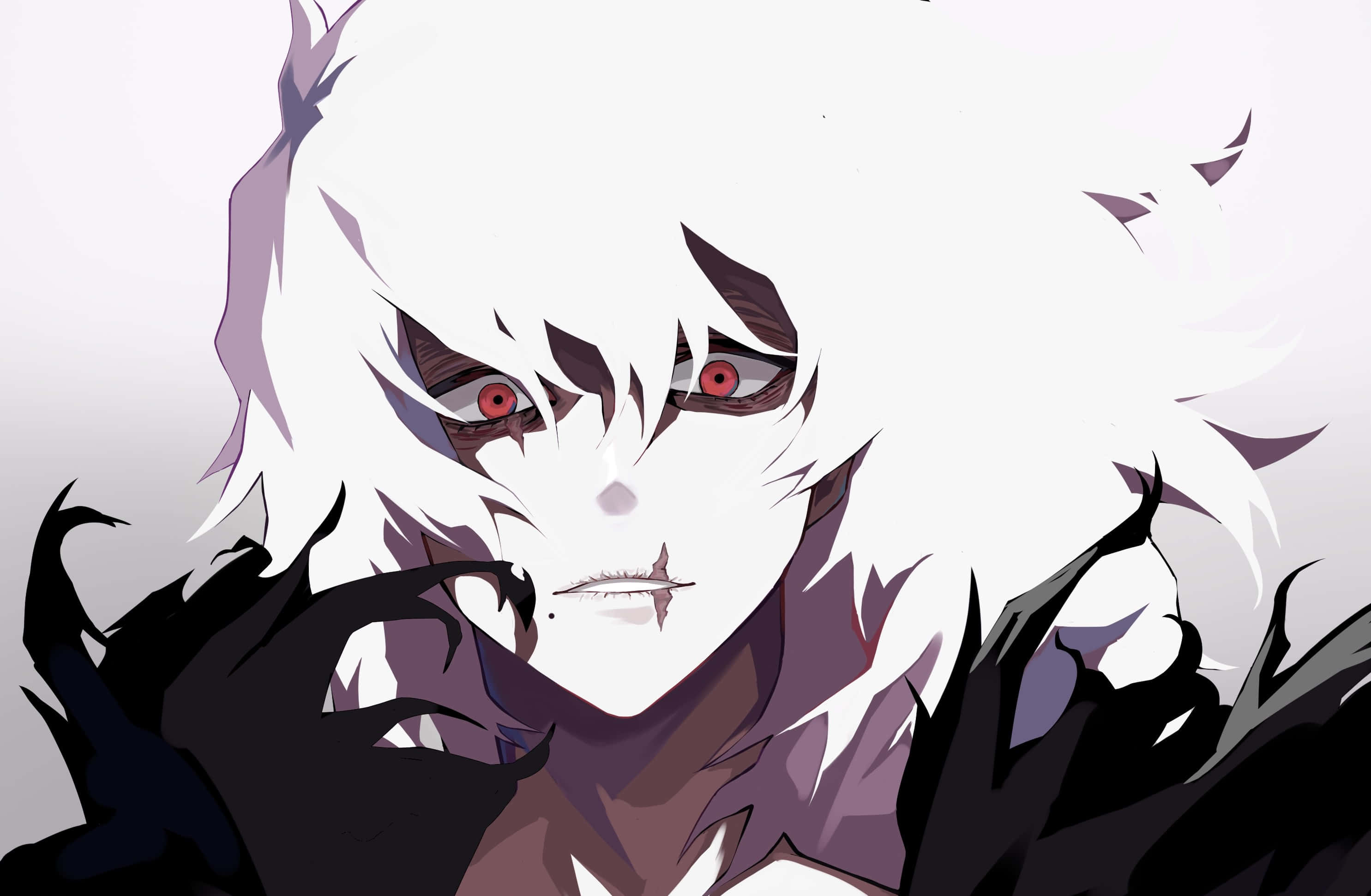 Tomura Shigaraki, white hair, red eyes, 2K Desktop Wallpaper