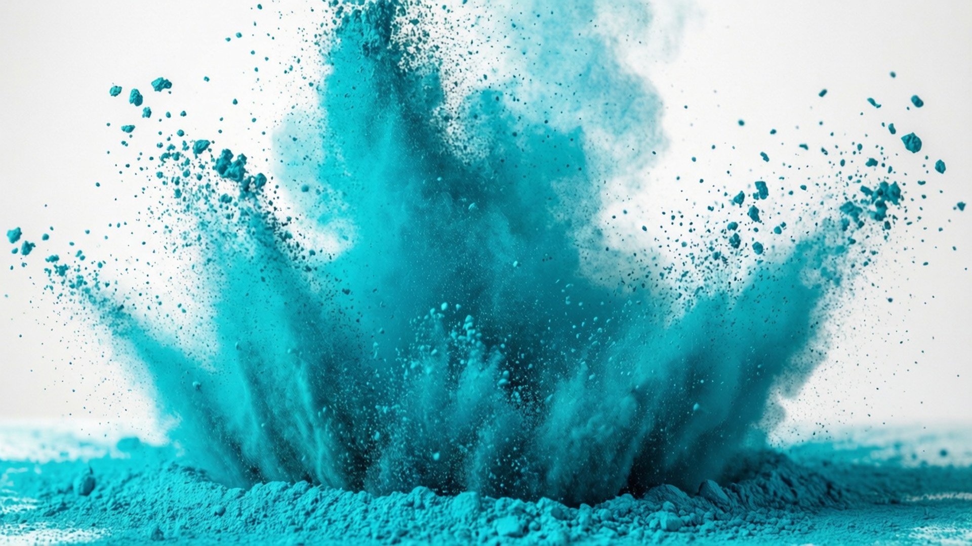 cyan toner, turquoise powder, explosion, Full HD Desktop Wallpaper