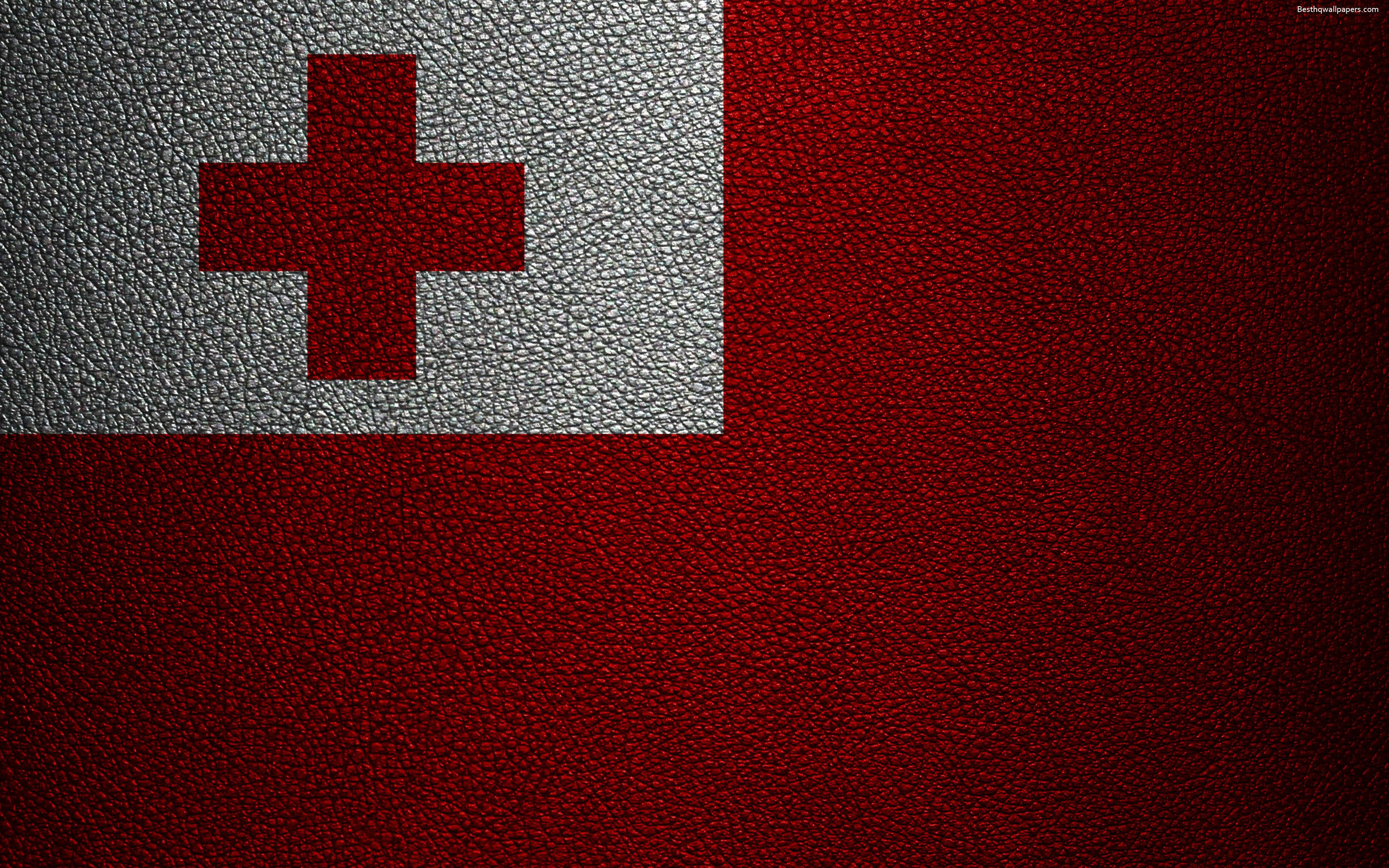 Tonga, red cross, white canton, 4K Desktop Wallpaper