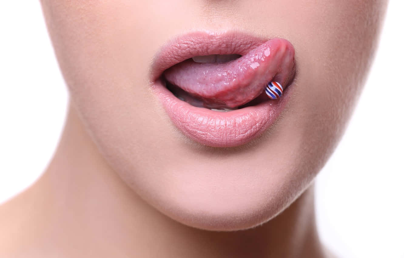 tongue piercing, colorful striped, close-up, HD Desktop Wallpaper