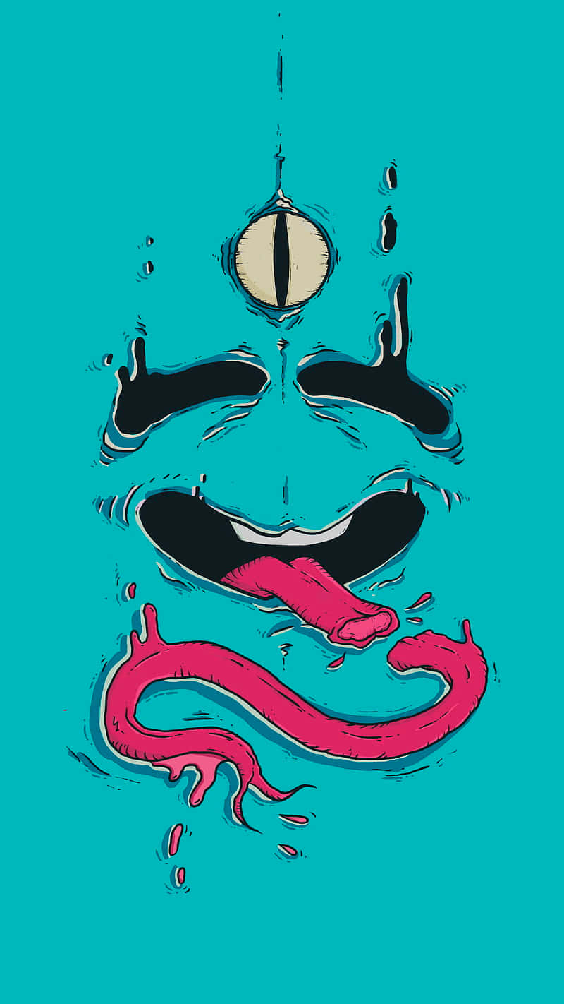 monster face, one eye, long pink tongue, HD Phone Wallpaper