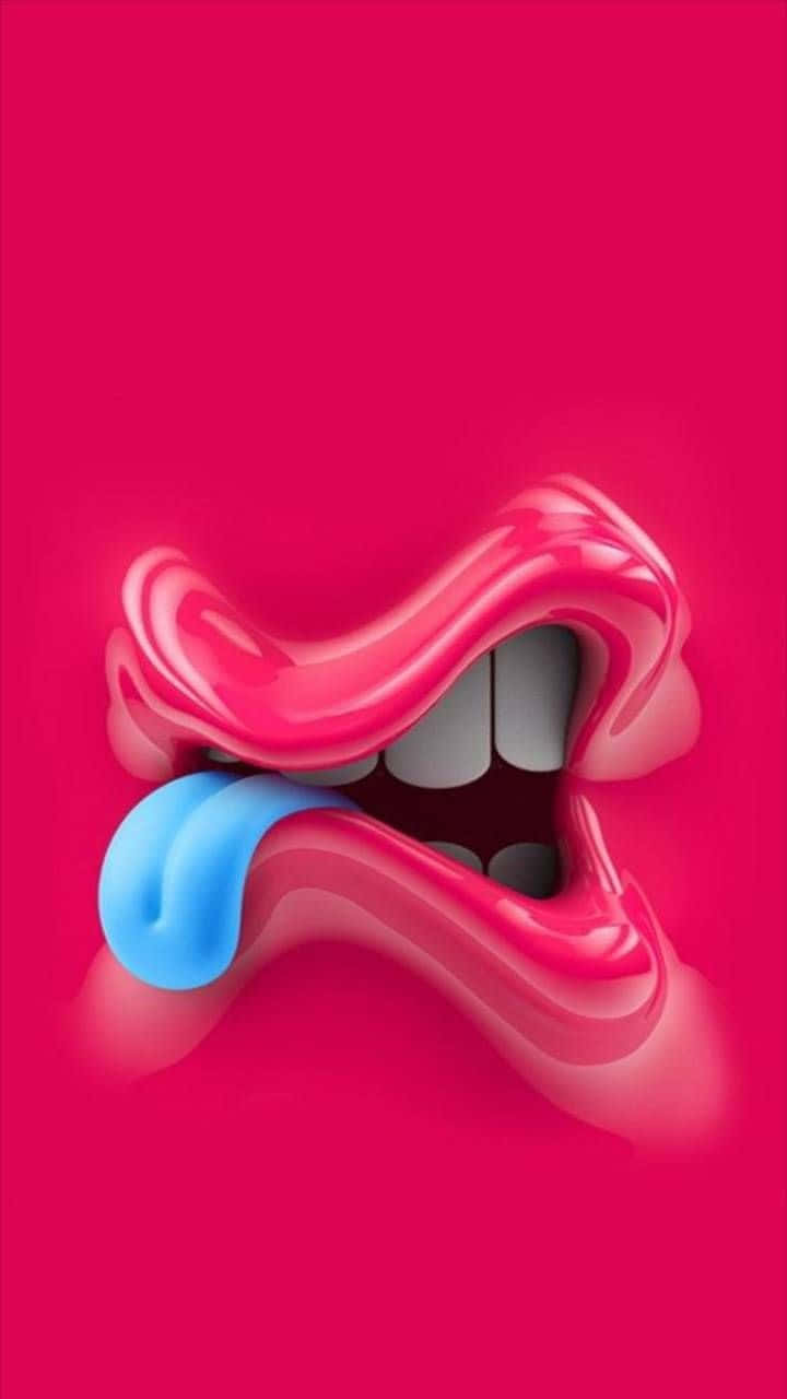 blue tip, glossy pink tongue, solid pink background, HD Phone Wallpaper