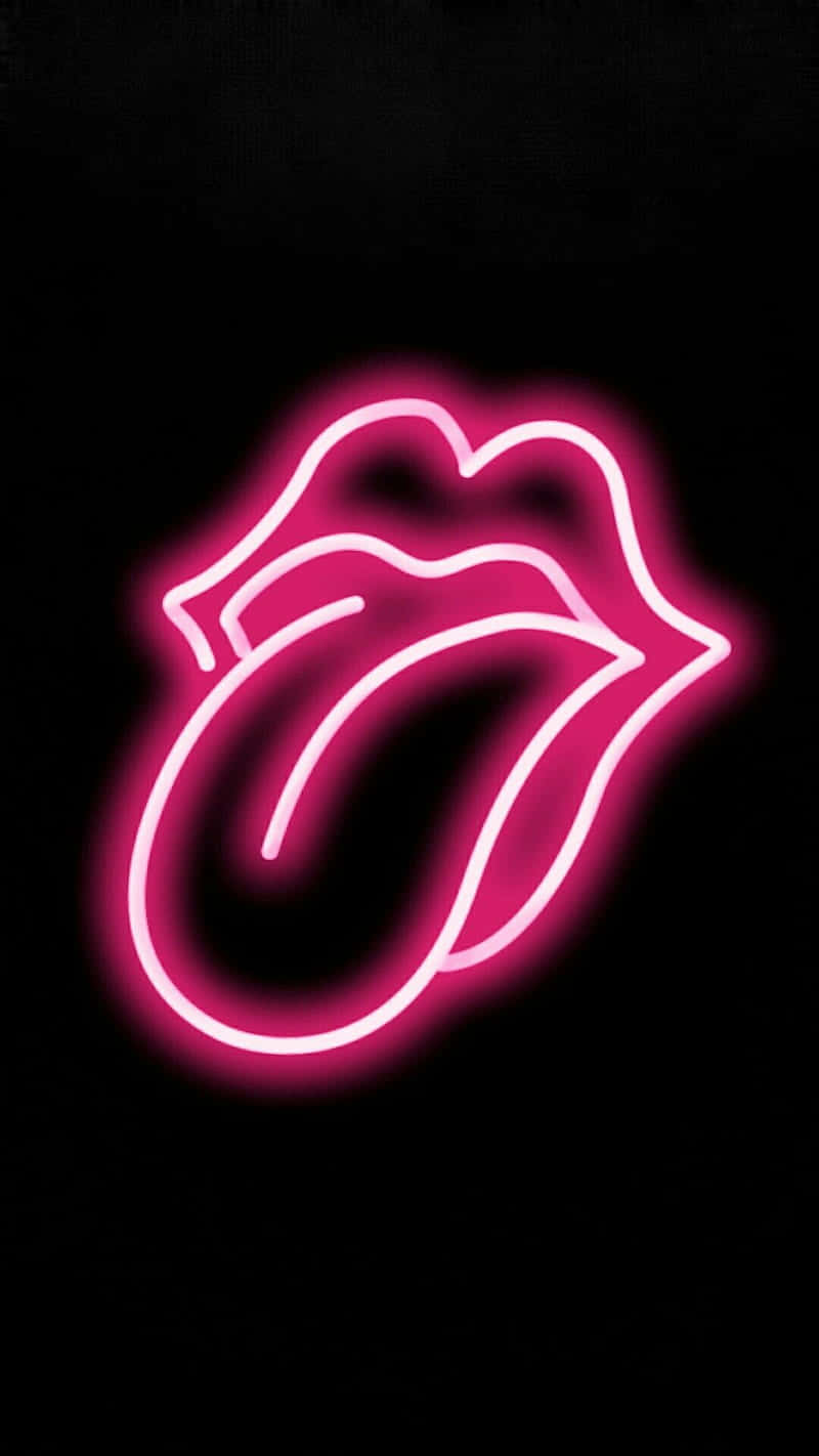 neon pink tongue, glowing pink neon sign, tongue and lips, HD Phone Wallpaper