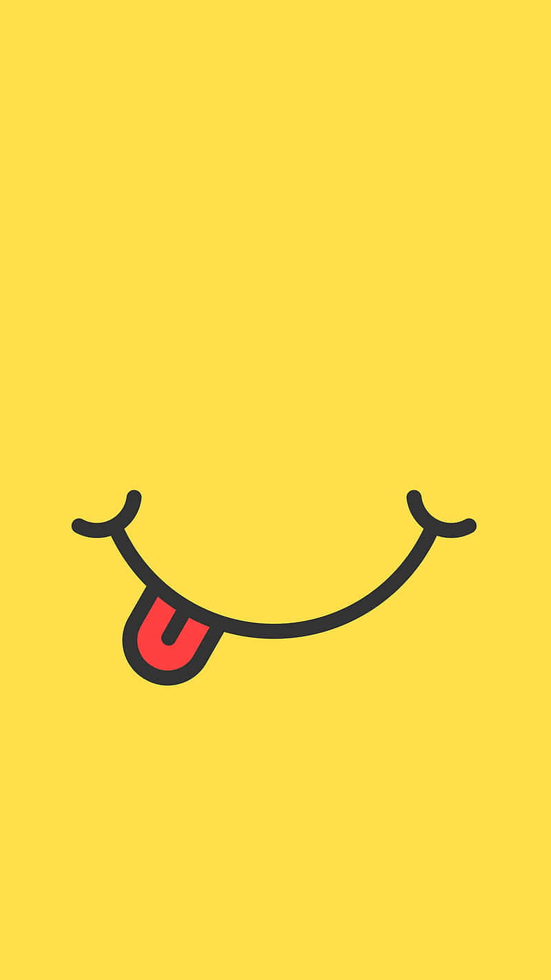 yellow cartoon tongue, minimalist cartoon face, wide grin, HD Phone Wallpaper
