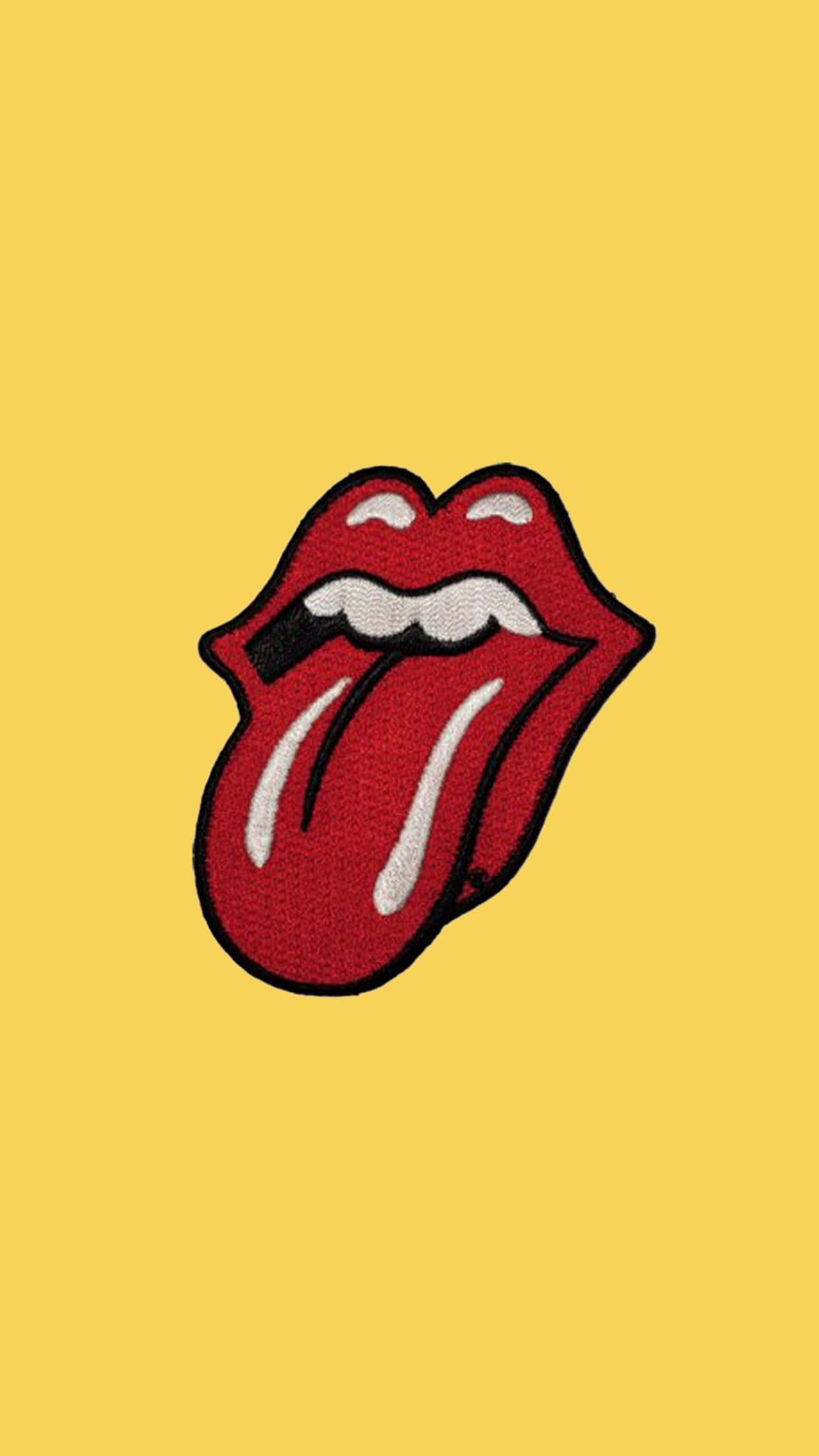 Tongue, red tongue logo, black outline, Full HD Phone Wallpaper