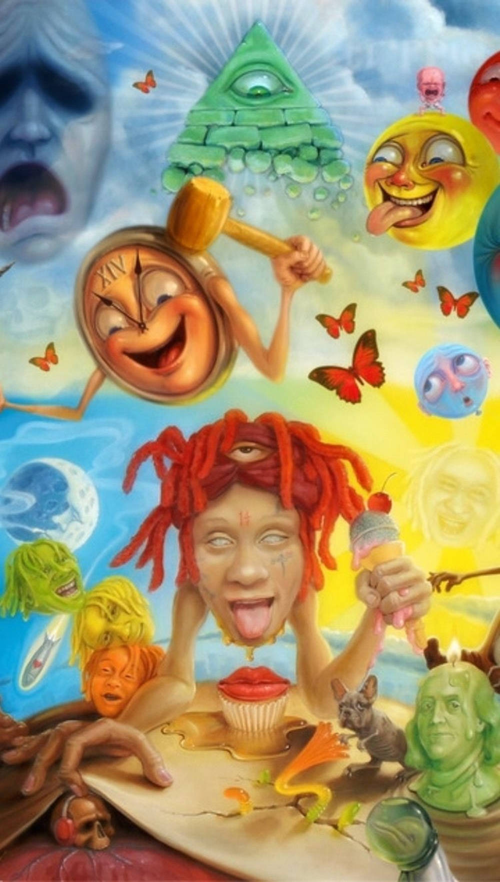 Sticking Tongue Out, red dreadlocks, cupcake, HD Phone Wallpaper