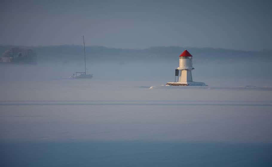 Tønsberg, lighthouse, sailboat, SD Desktop Wallpaper