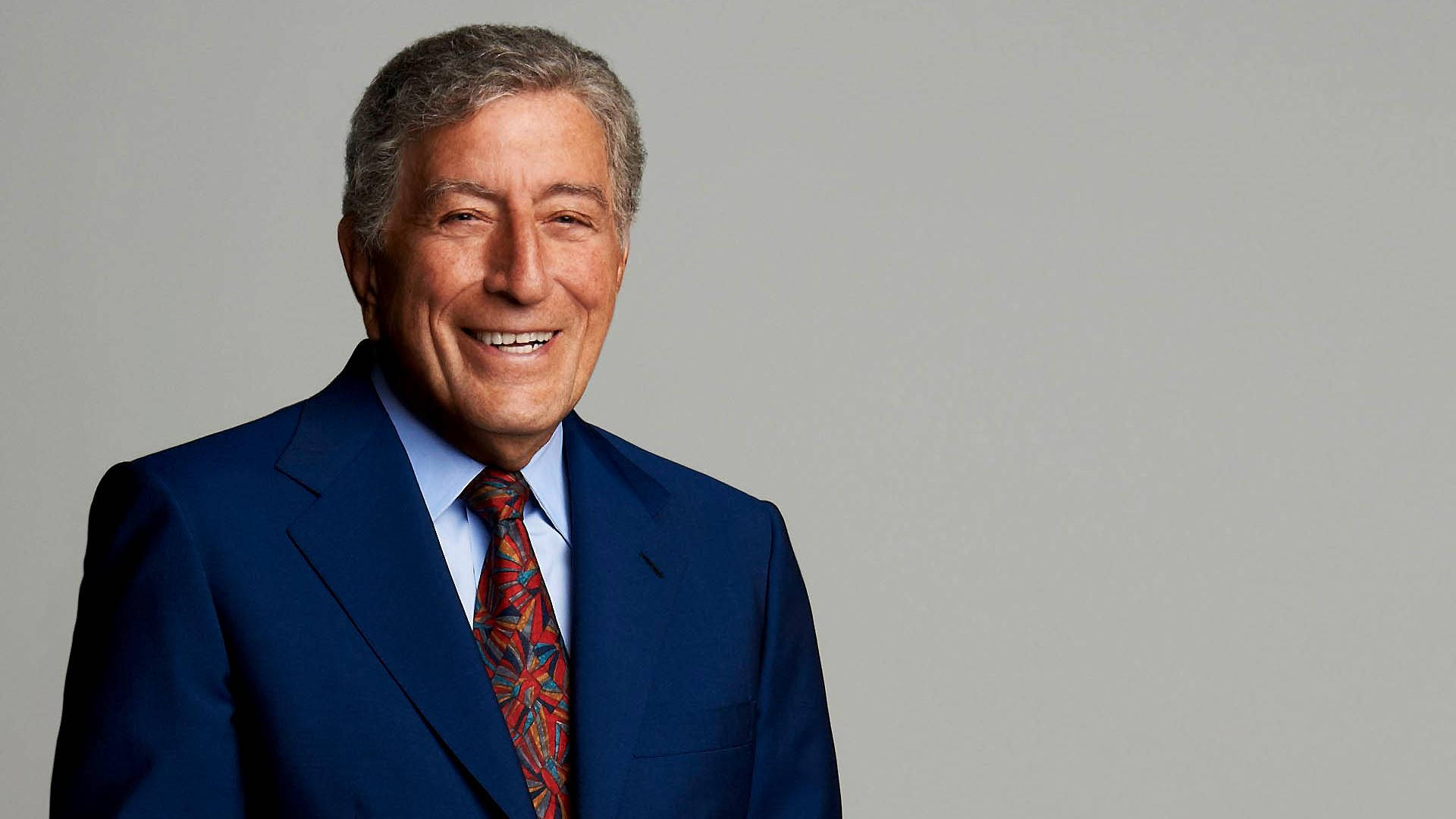 Tony Bennett, blue suit, patterned tie, Full HD Desktop Wallpaper