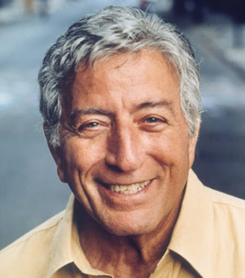Tony Bennett, gray hair, light yellow shirt, SD Phone Wallpaper