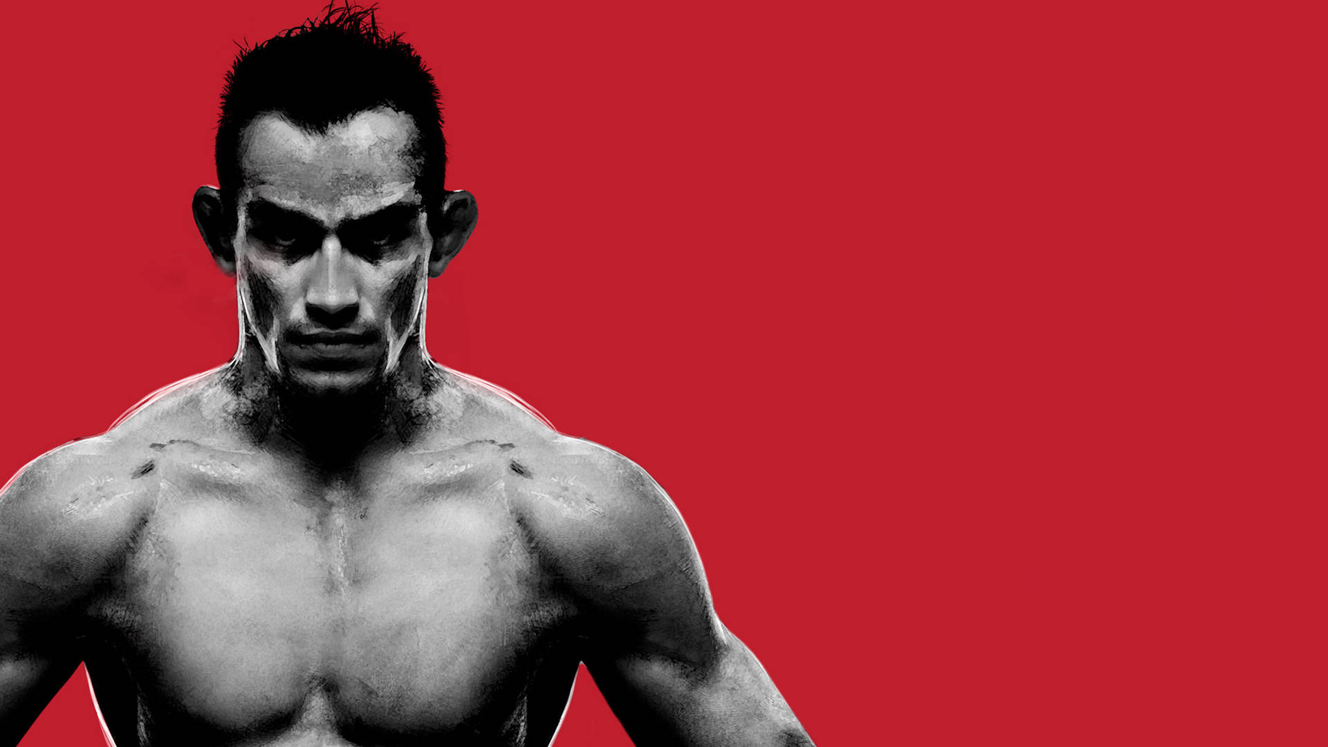 Tony Ferguson, red background, muscular man, Full HD Desktop Wallpaper