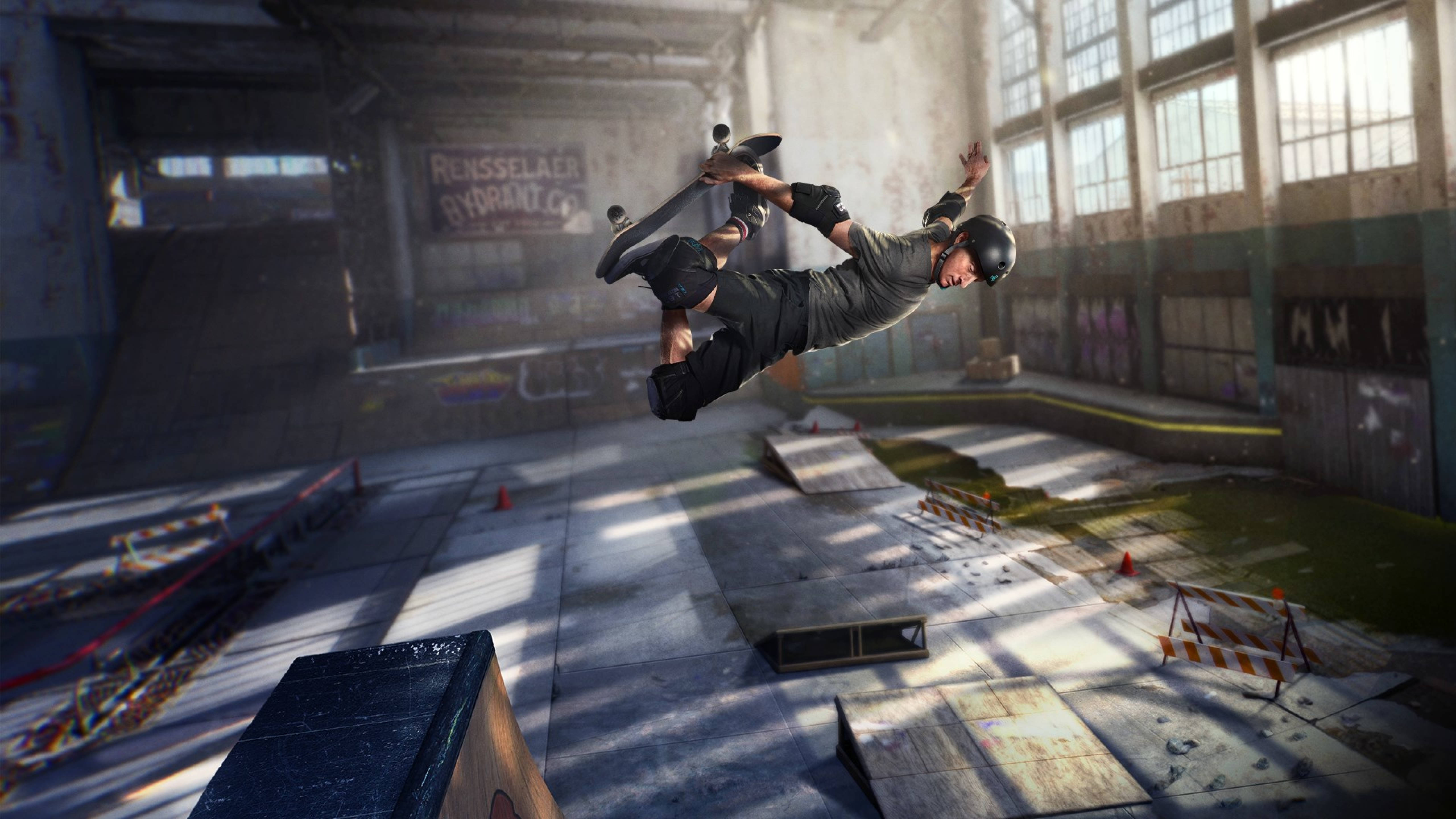 Tony Hawk, skateboarder, abandoned warehouse, 5K Desktop Wallpaper