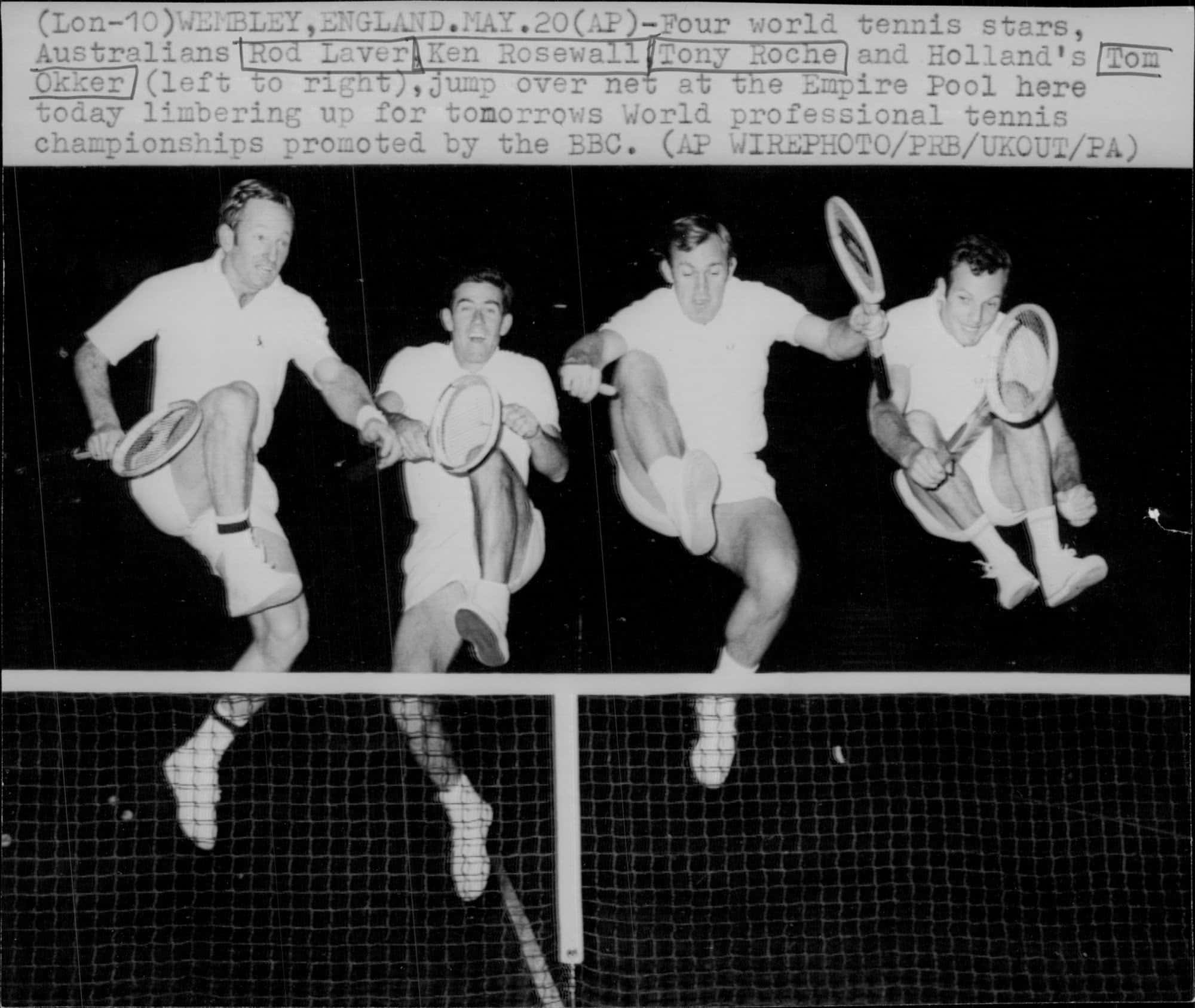 Tony Roche, legendary tennis players, black and white photo, Full HD Desktop Wallpaper