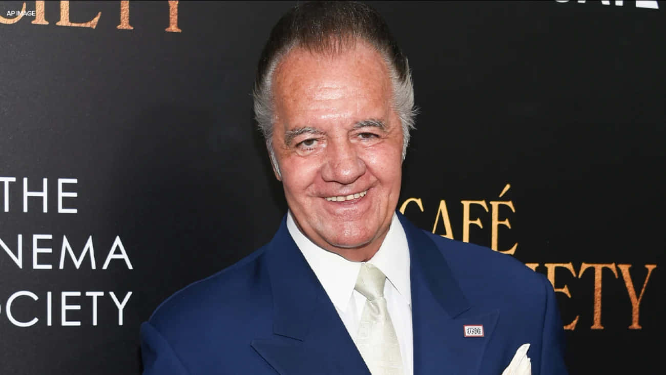 Tony Sirico, blue suit, white tie, HD Desktop Wallpaper