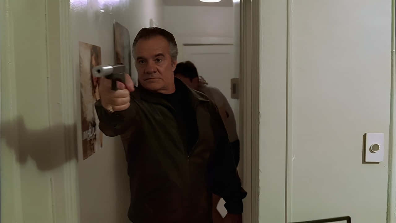 Tony Sirico, dark jacket, silver handgun, HD Desktop Wallpaper