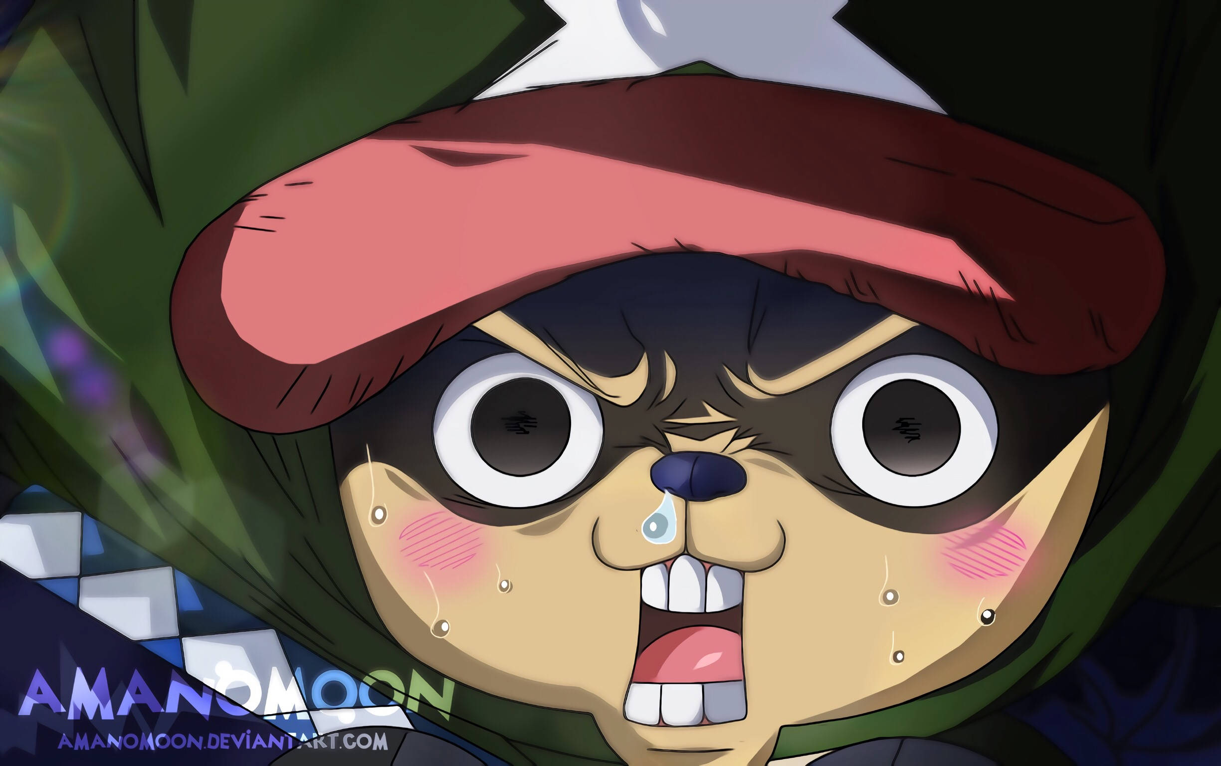 Tony Tony Chopper, red hat, green hair, Full HD Desktop Wallpaper
