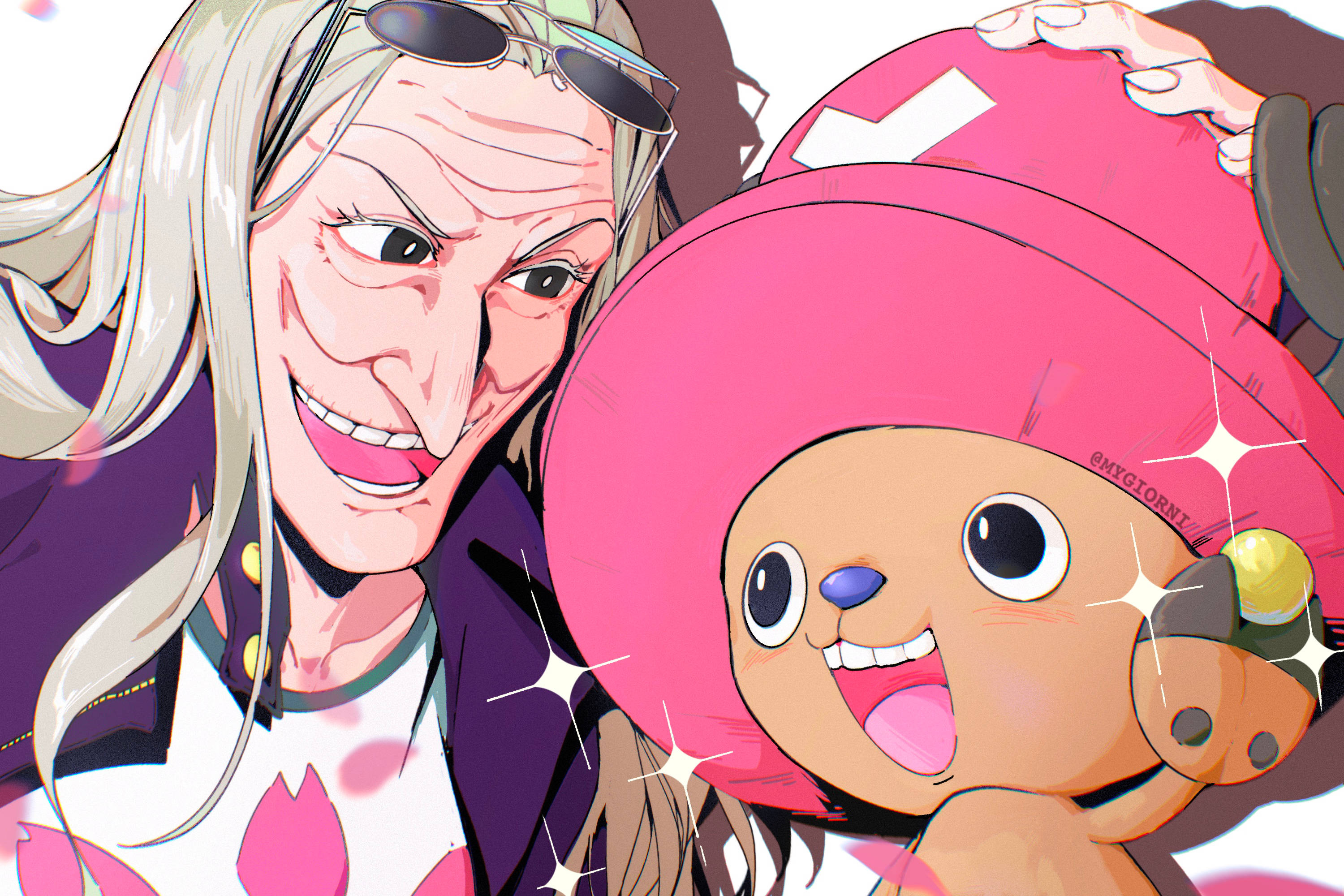Tony Tony Chopper, pink hat, sparkles, 2K Desktop Wallpaper