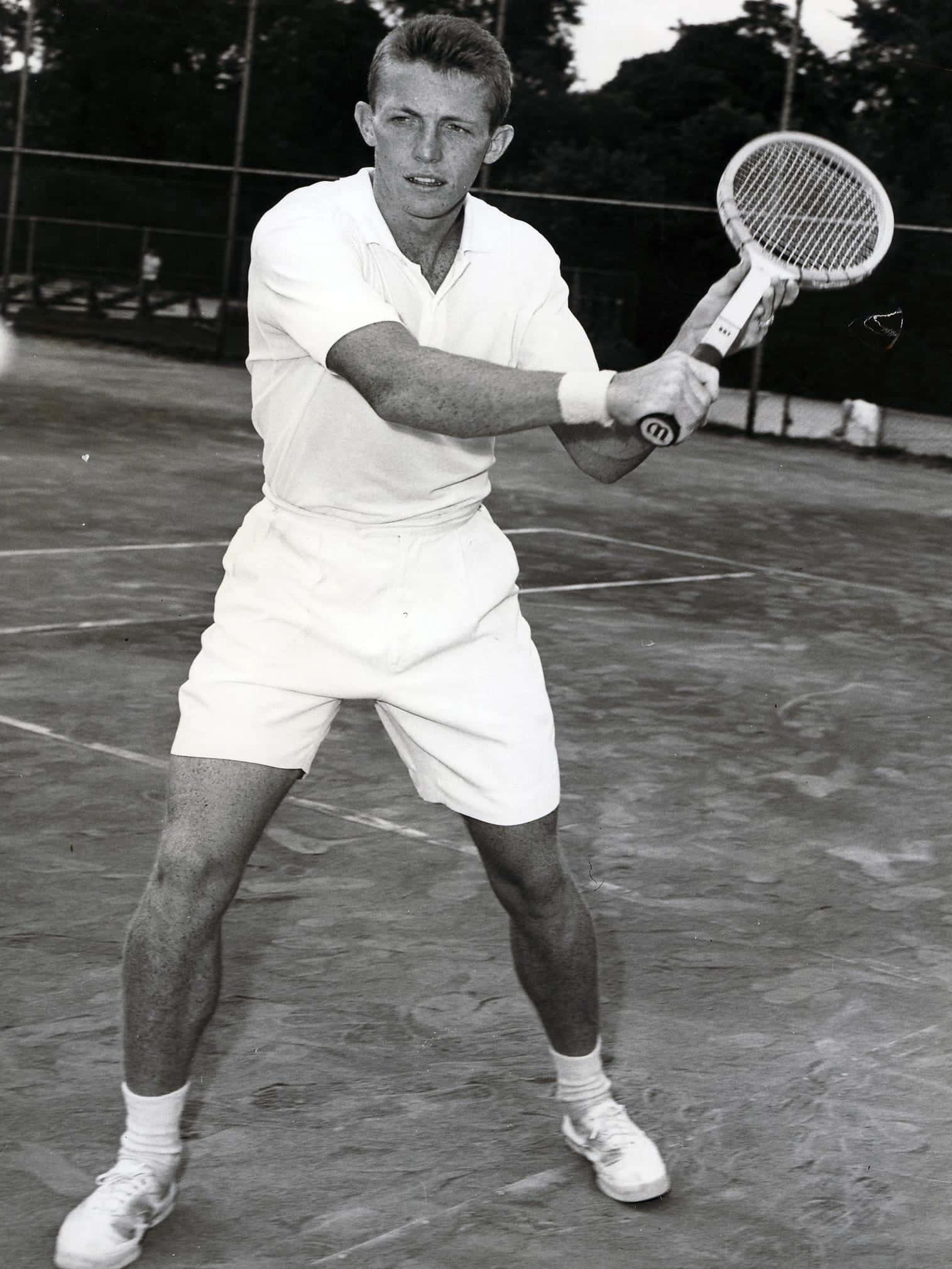 Tony Trabert, wooden racket, outdoor court, Full HD Phone Wallpaper