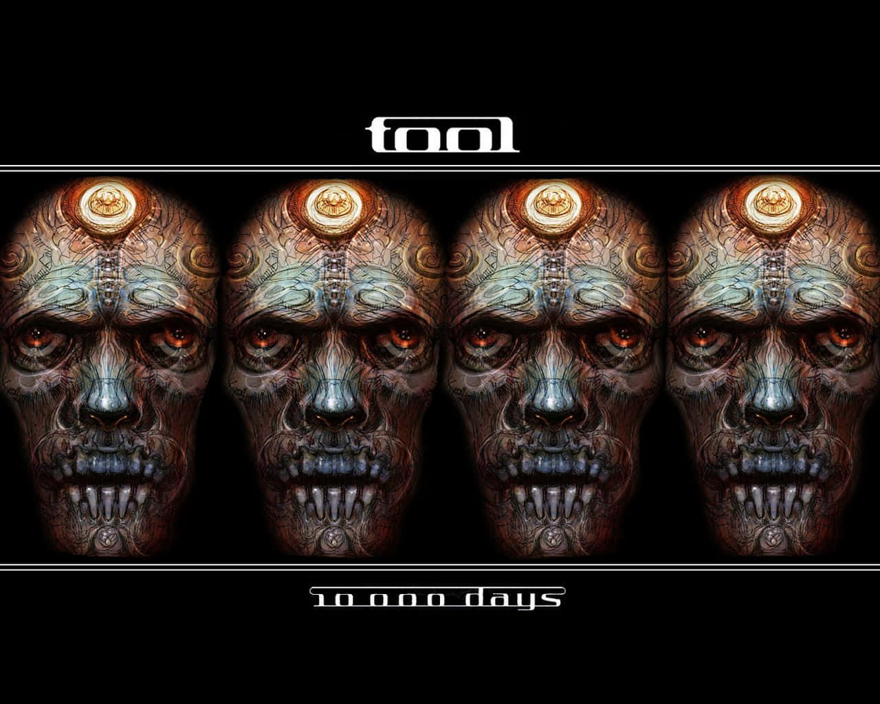Tool, ornate skulls, glowing orange eyes, HD Desktop Wallpaper