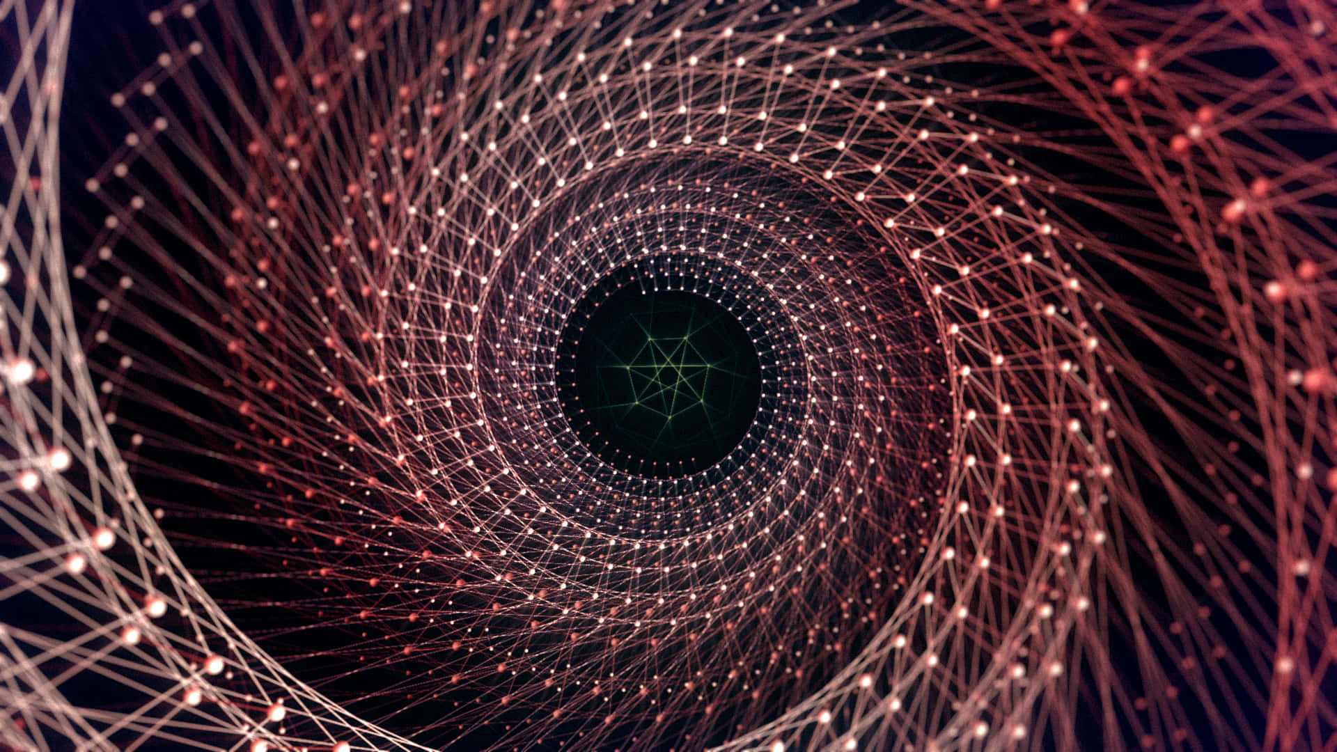 Tool Band, glowing red and white nodes, green geometric core, Full HD Desktop Wallpaper