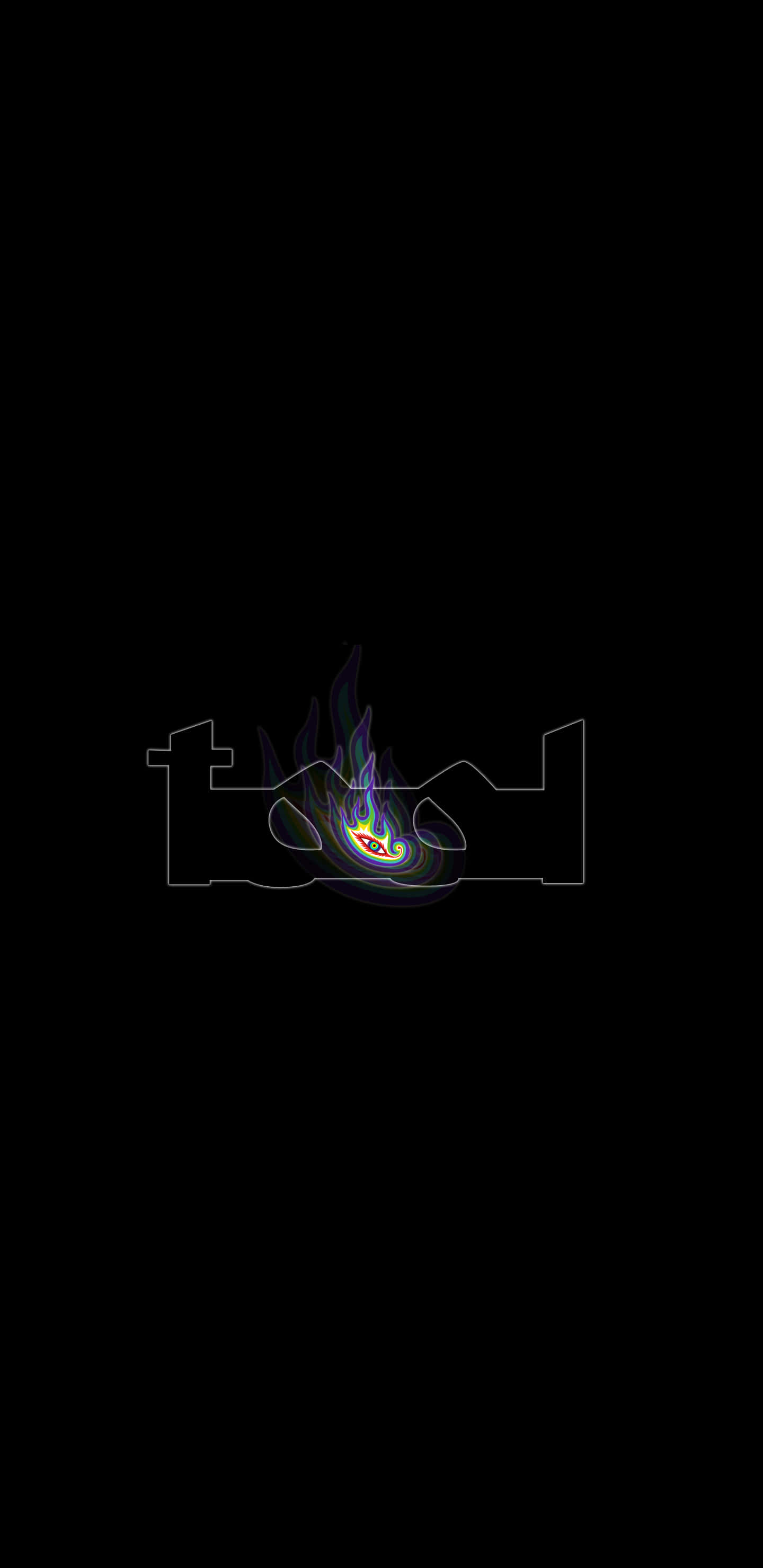 Tool Band, neon flame, white outlined word 'tool', 2K Phone Wallpaper