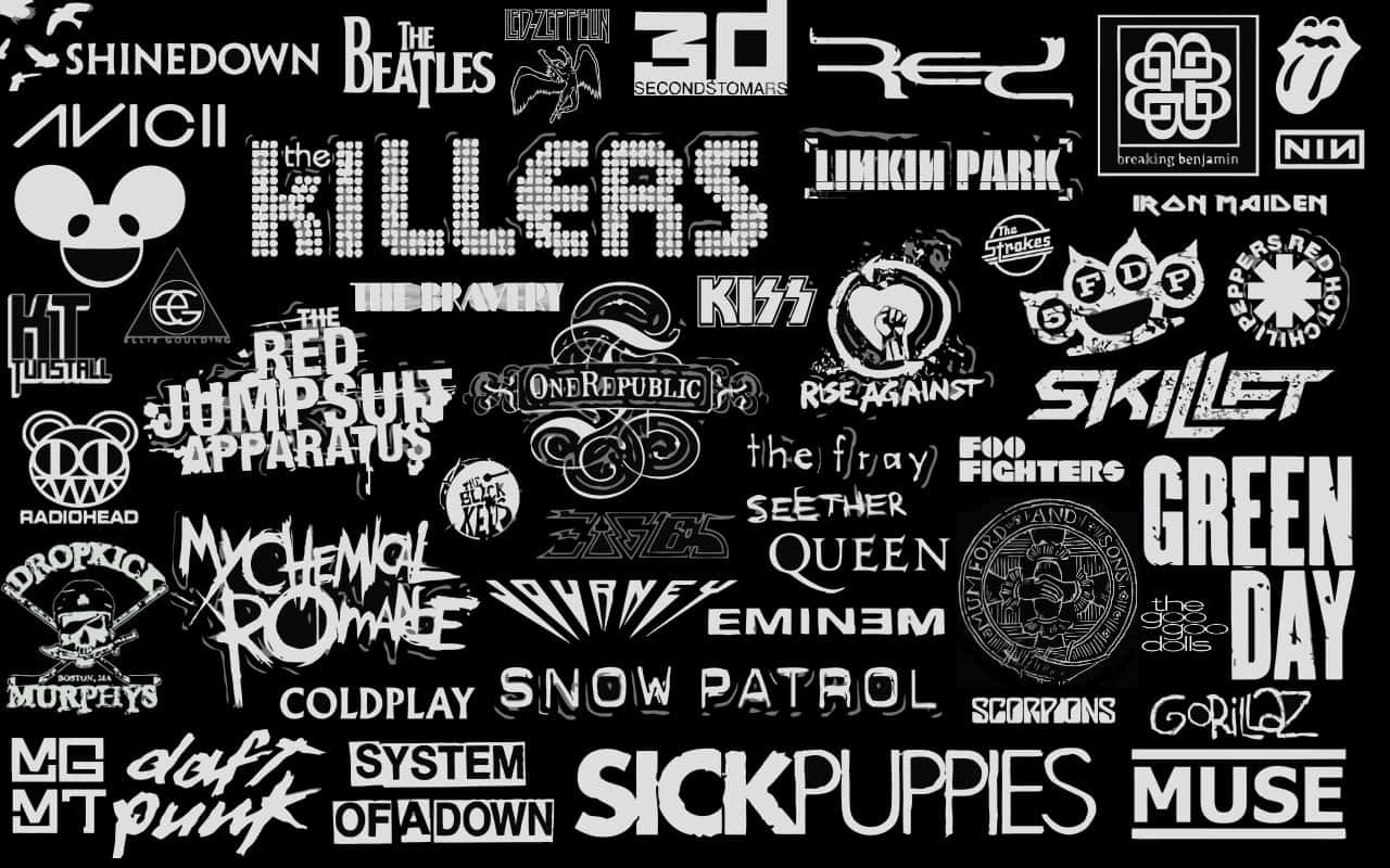 Tool Band, black background, white stylized logos, HD Desktop Wallpaper