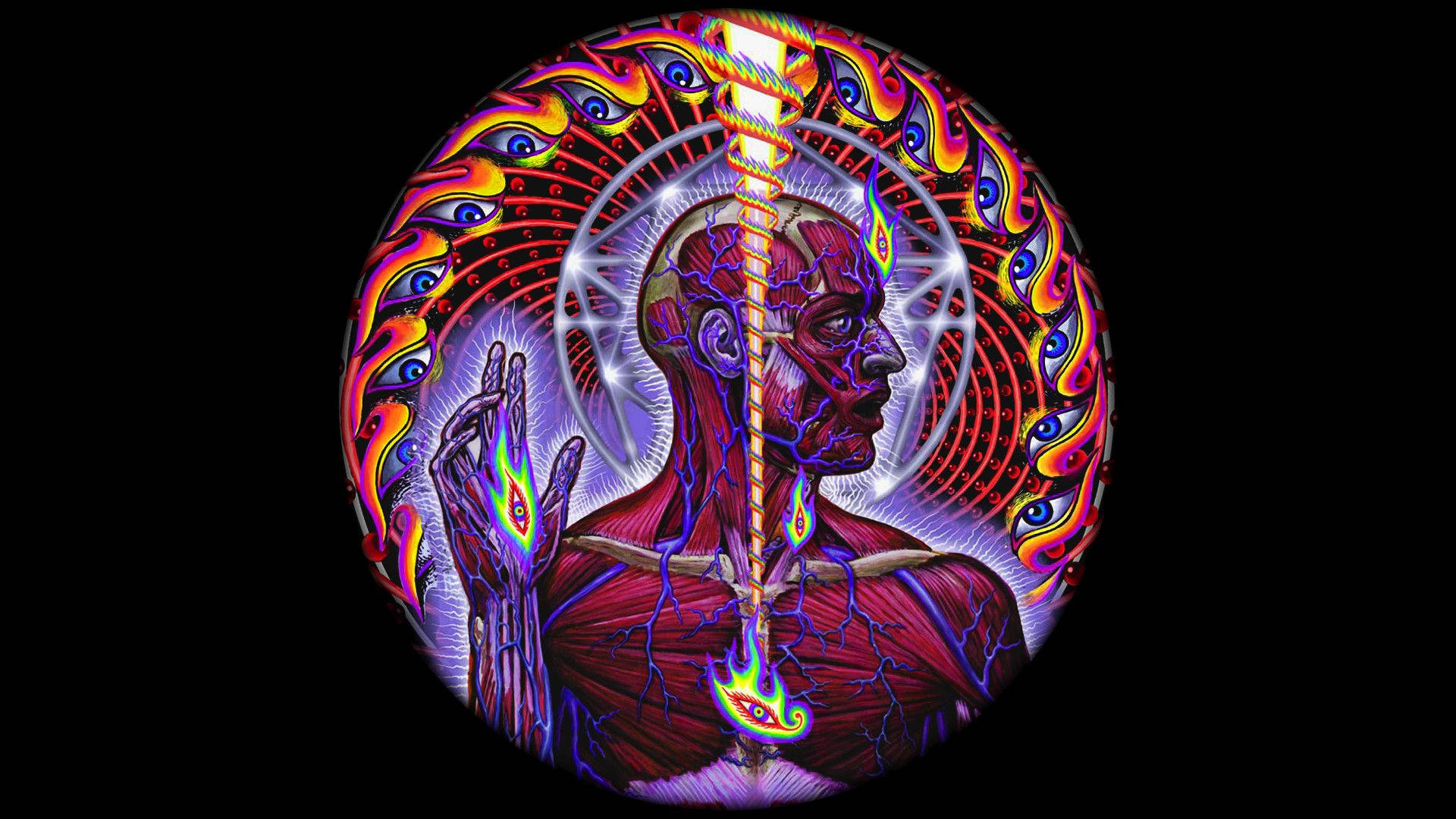 Tool, circular portrait, glowing eyes, Full HD Desktop Wallpaper